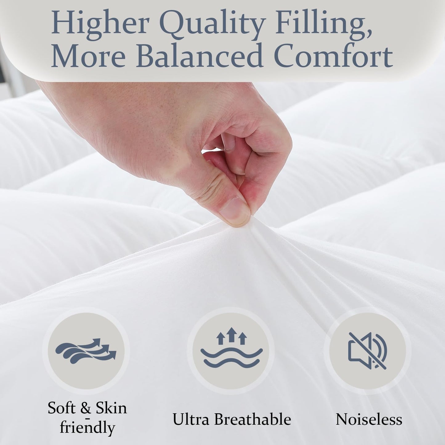 WhatsBedding 5 inch Memory Foam Mattress Topper Full Size for Back Pain, Soft Breathable Cover, Comfort Supportive Pillow Top Mattress Topper, 2000GSM Fluffy Shredded Memory Foam Filled
