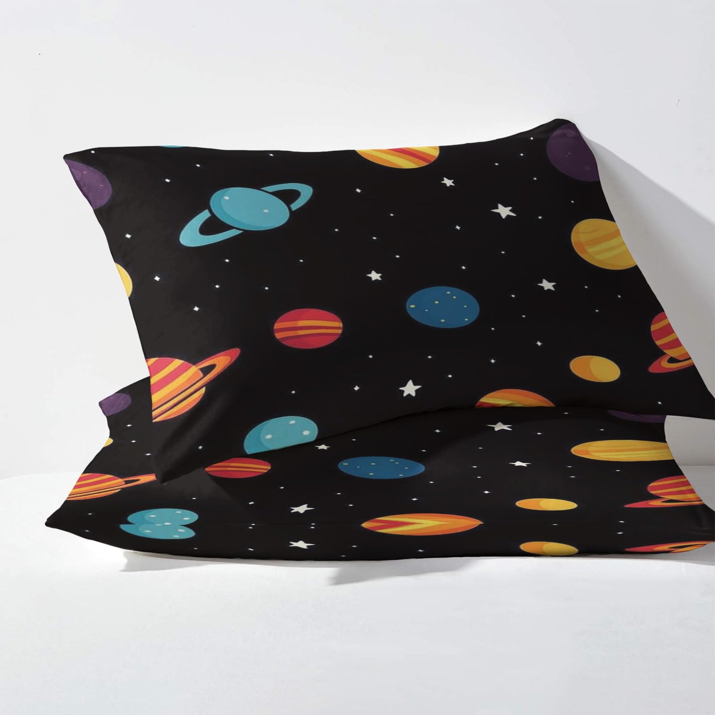 NOGAWA Outer Space Sheets California King Size, Planet Cartoon Boys Girls Bed Sheets, Bedding Sheets & Pillowcases 4 Piece Set - Soft Microfiber Deep Pocket Fitted Sheet & Flat Sheet & 2 Pillow Cases