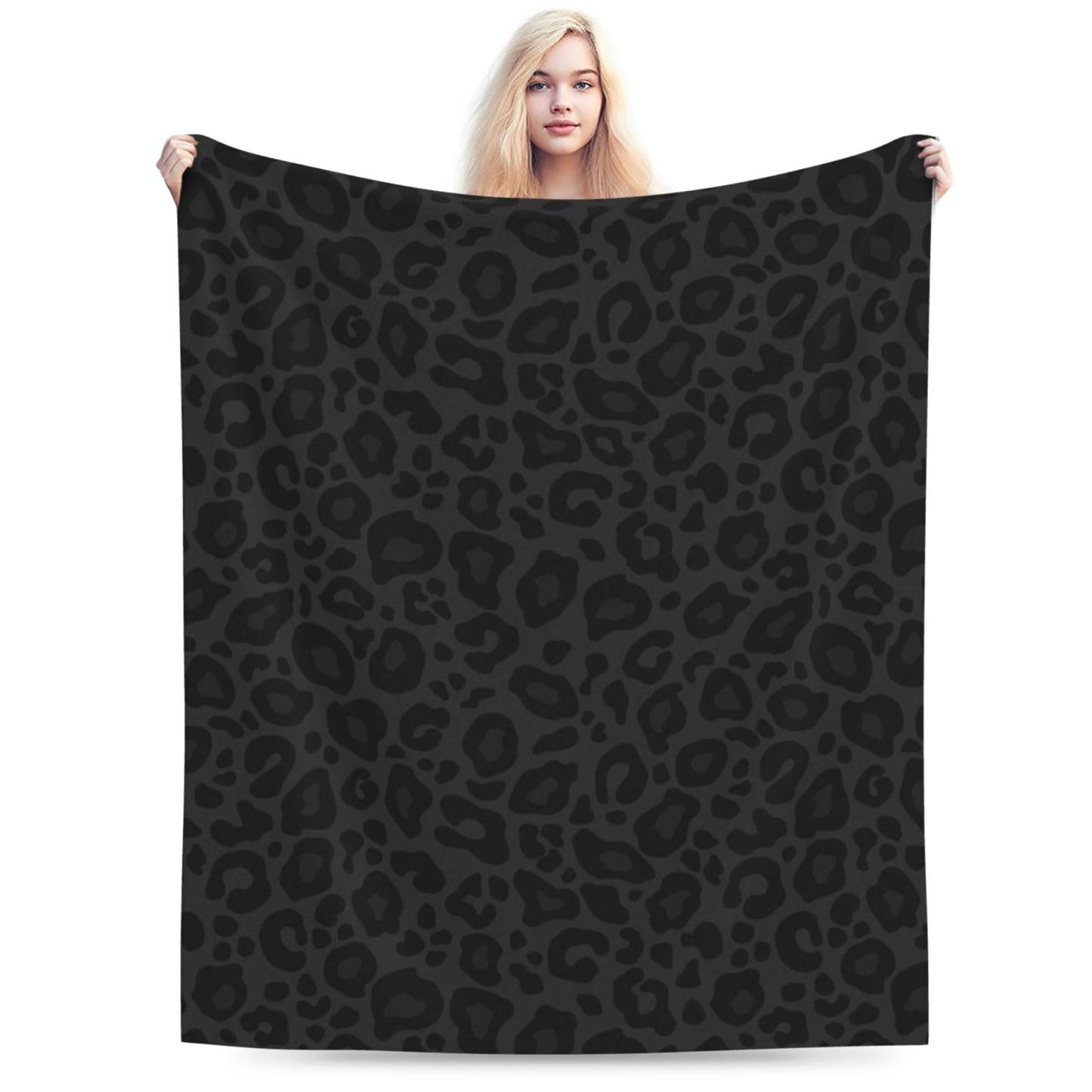 Jbofyee Black Leopard Print Throw Blankets All Season Ultra Soft Warm Cheetah Fleece Blanket for Home Bed Sofa Couch Chair Outdoor Travel Camping 50x40 Inch