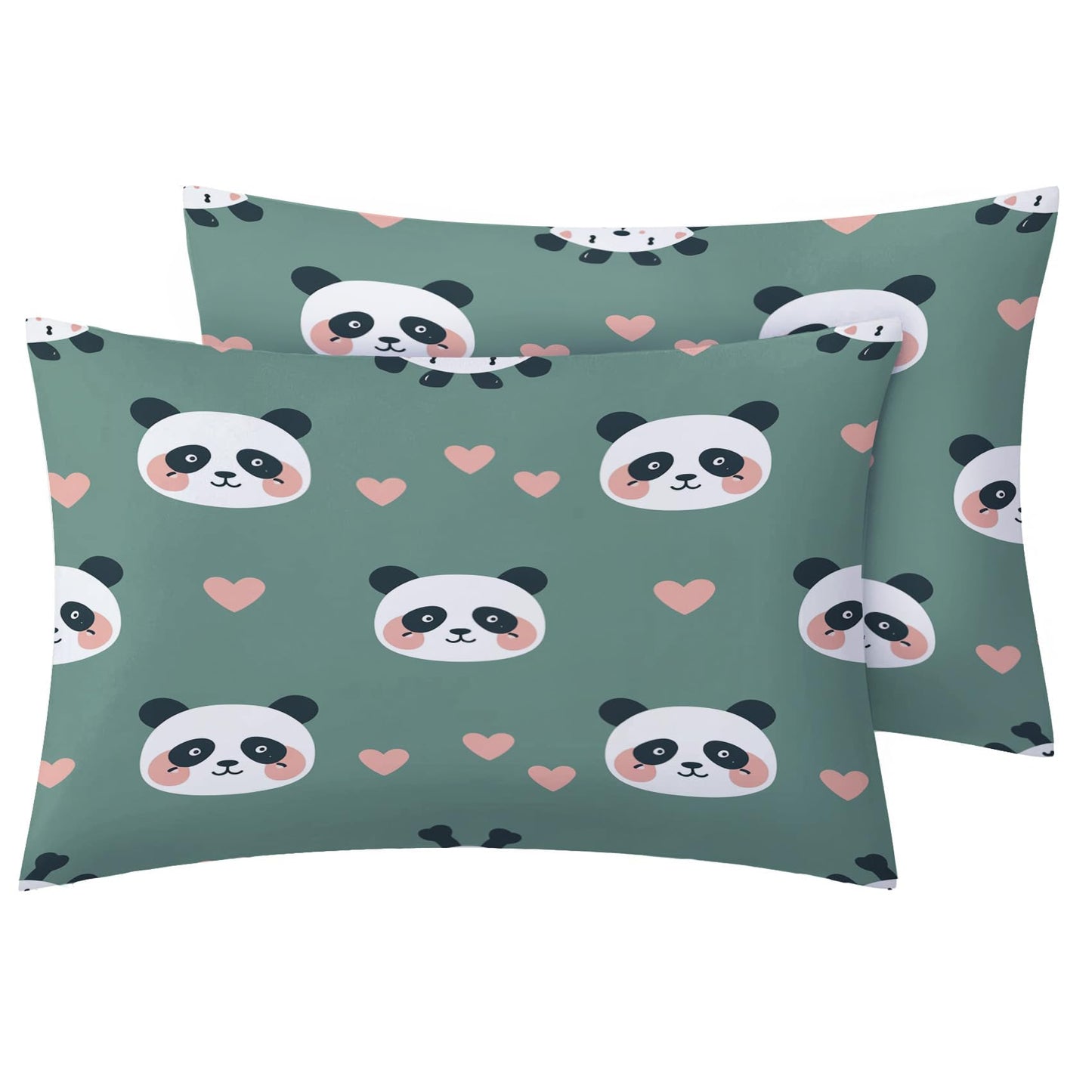 MPNVYU Kid Sheets Queen Sheet Set, Cute Panda Bed Sheets, Kawaii Black White Bear Bedding Bedroom Decor, Soft Microfiber Deep Pocket Fitted Sheet & Flat Sheet & 2 Pillowcases