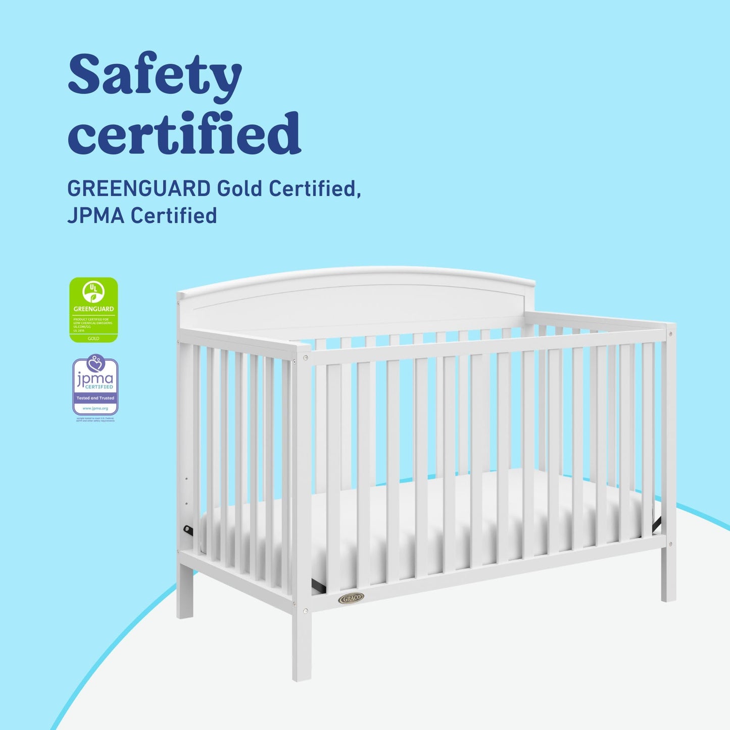 Graco Benton 5-in-1 Convertible Crib – GREENGUARD Gold Certified, Converts from Baby Crib to Toddler Bed, Daybed and Full-Size Bed, Fits Standard Full-Size Crib Mattress (White)
