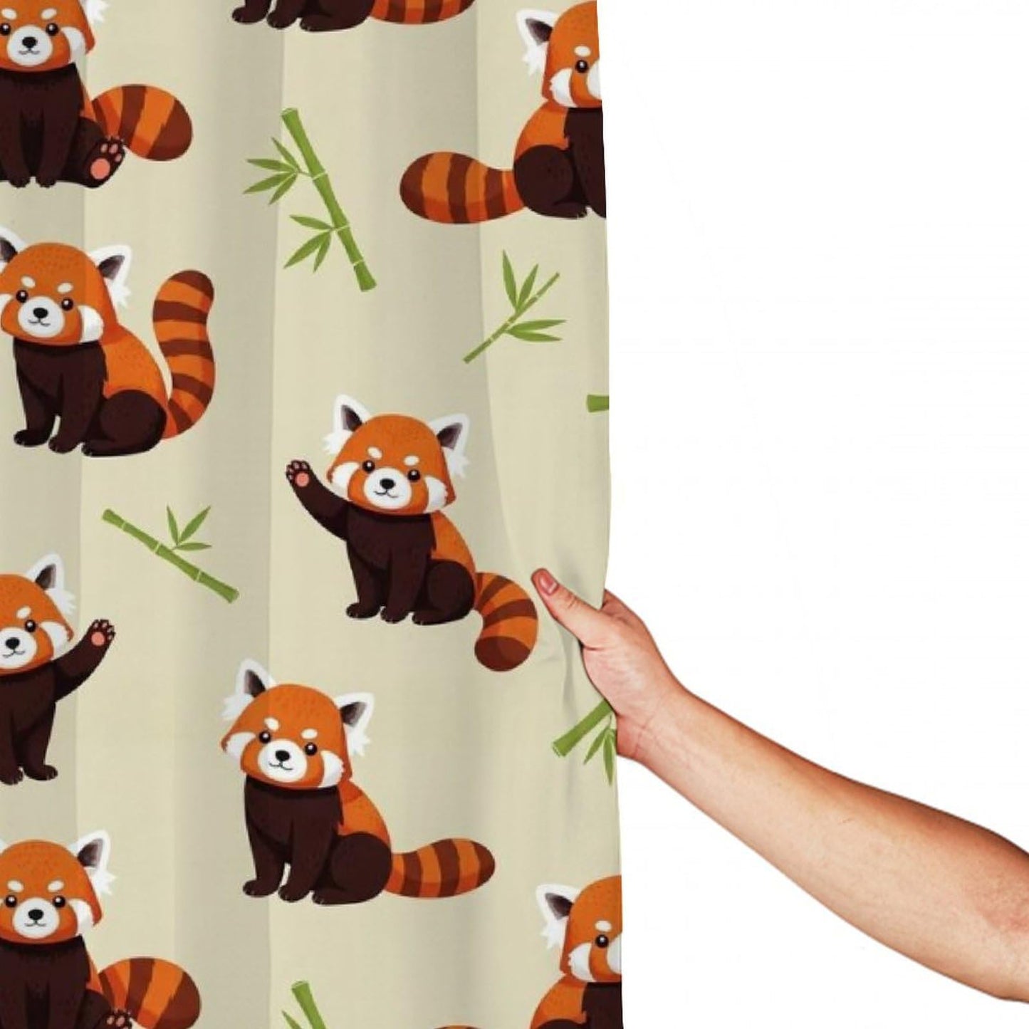 Meaudiwes Classic Bathroom Decoration Shower Curtain Set with Curtain Hooks Red Panda Art, 72"x 70"