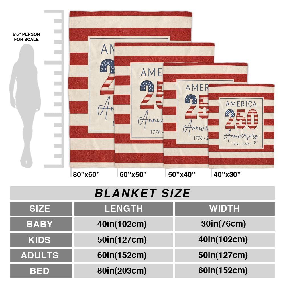 ENCYCOM Personalized Anniversary Blanket, 1776–2026 Patriotic Eagle Design Throw Blanket, Years of Freedom Commemorative Flannel Blanket, Independence Day Celebration Gift (#1)