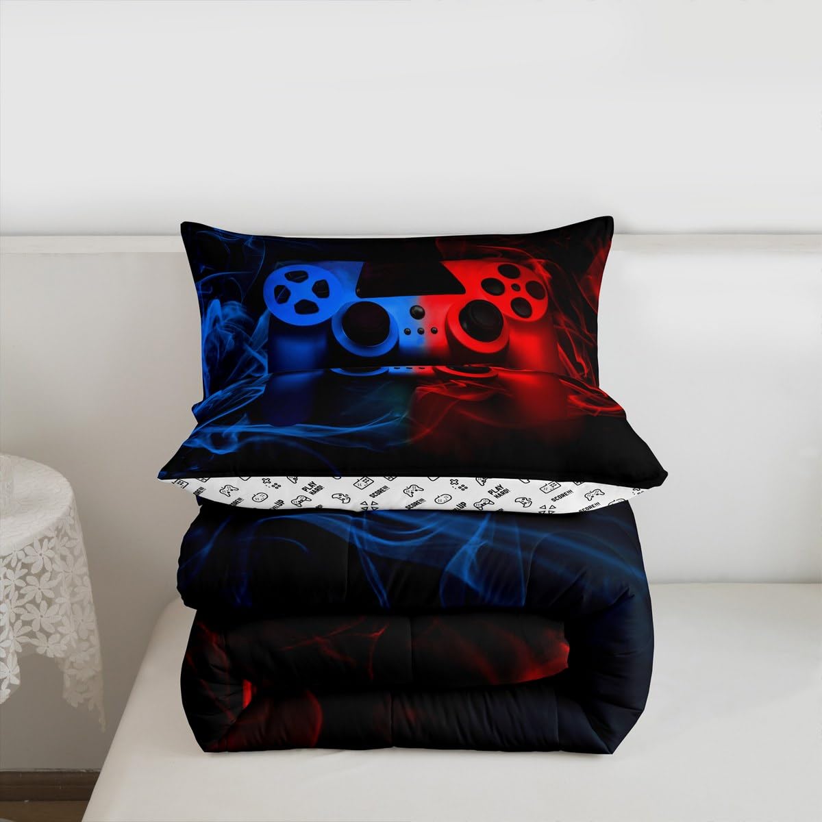Erosebridal Gamer Bedding Set, Full Comforter Set for Boys, 3PC, Multi 10, Game Controller Design, All Seasons
