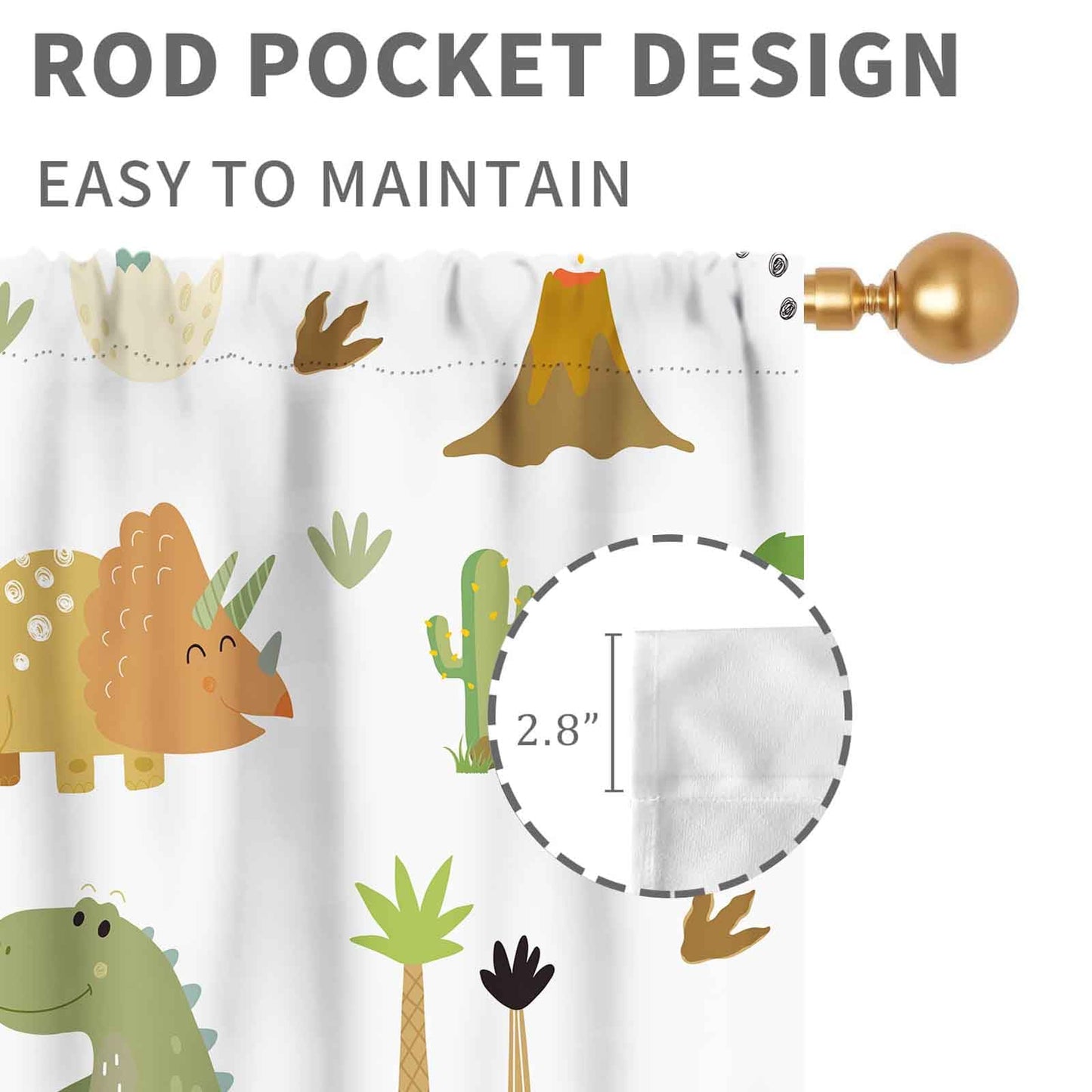 Dinosaur Curtains for Boys Room, Cartoon Dino Cute Safari Animal Printed Baby Kids Room Decor Blackout Window Drapes Treatments for Children Nursery Bedroom Living Room 2 Panel Sets, 42"x45" Inch