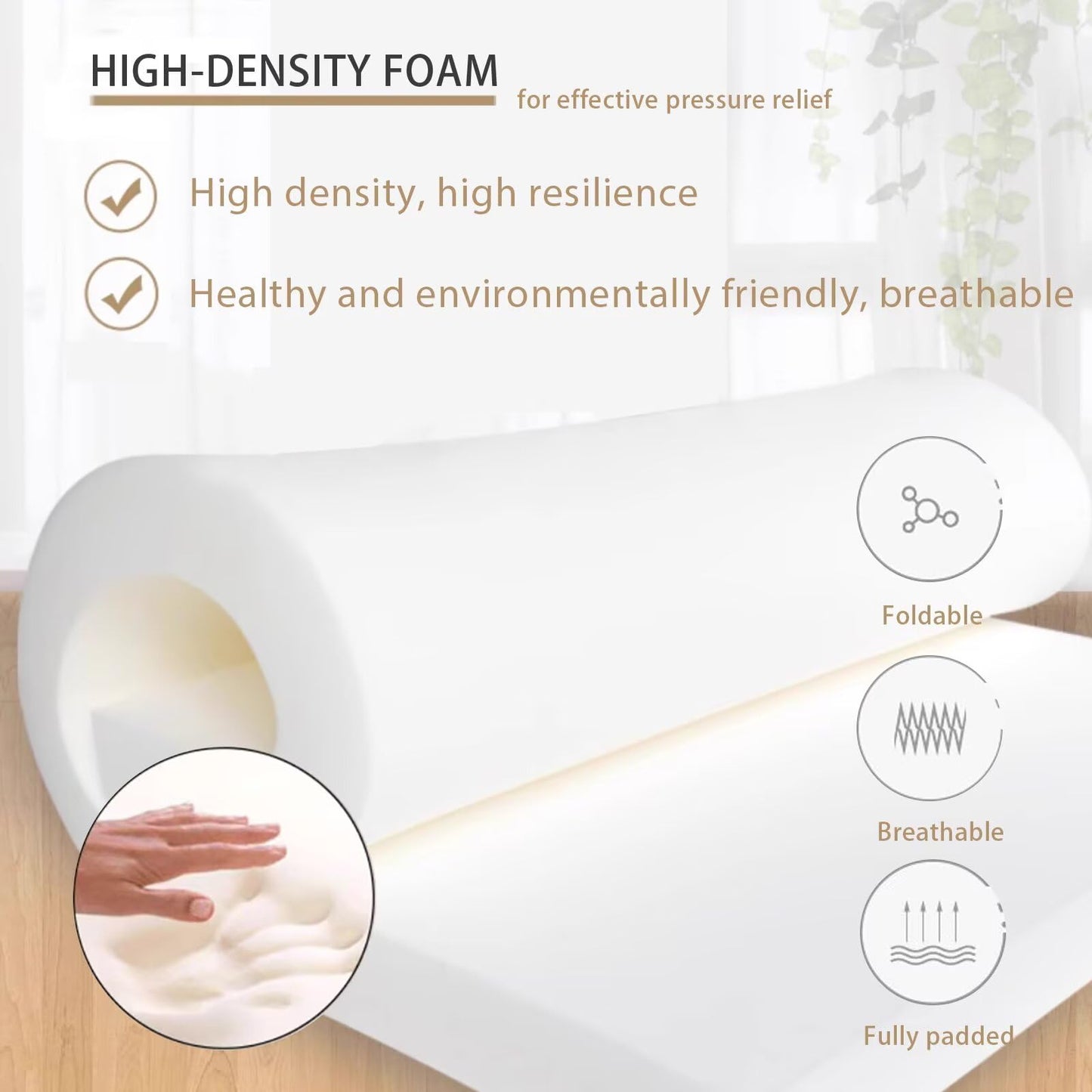 gywstars Queen/King Bed Gap Filler, High-Density Foam Mattress for Headboard/Wall Gap, Removable Cover