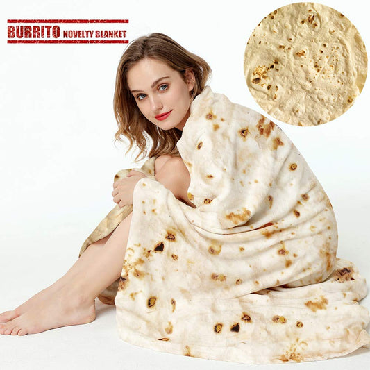 LetsFunny Burrito Tortilla Throw Blankets for Adults Teen Kids, Double Sided Tortilla Taco Wrap Blankets, Novelty Realistic Flannel Food Round Blankets, Unique Funny Gift for Girl Women 47in