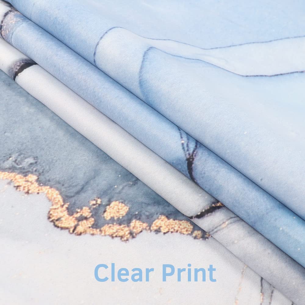 Renaiss Blue Marble Blackout Curtains, Light Blue Liquid Art Thermal Insulated Bedroom Window Curtains, Modern Luxury Marble Texture Window Drapes for Living Room, 42W x 84L 2 Panels Set