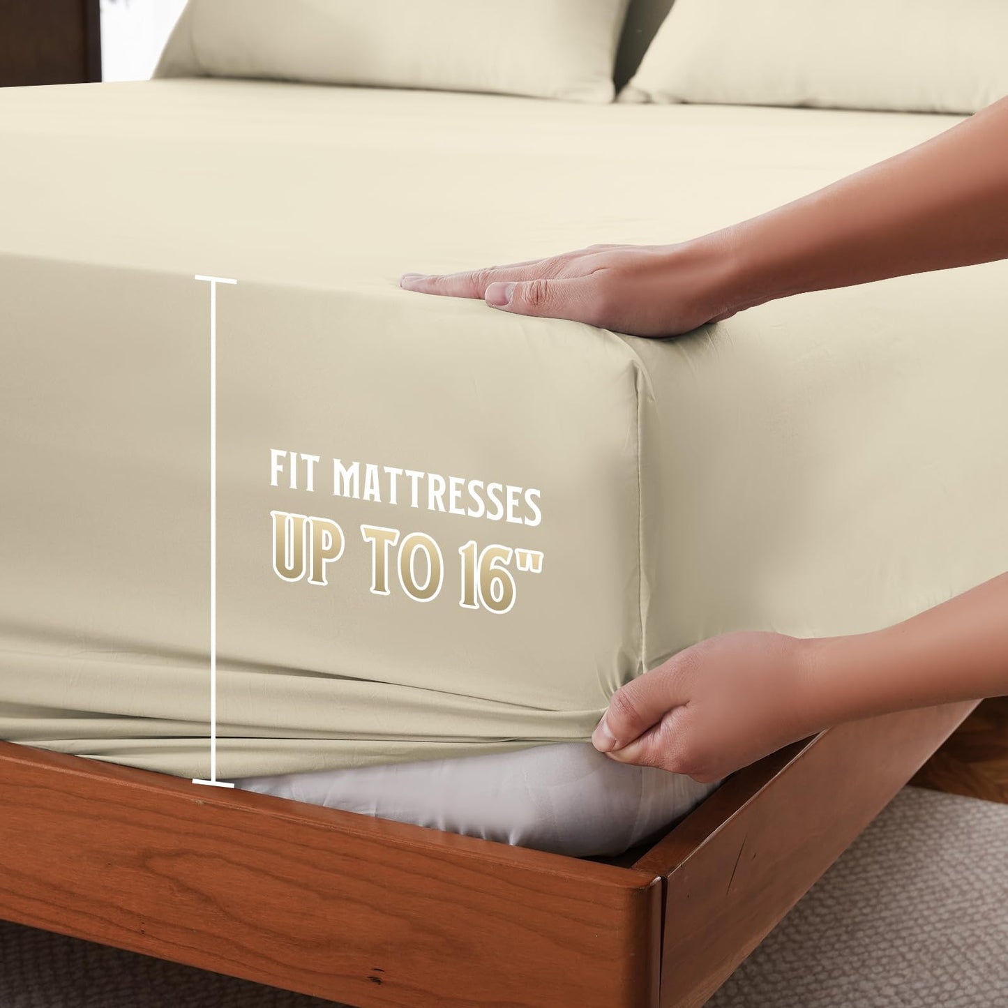 ChicView Full Sheet Set,4 Pieces Hotel Luxury Breathable Soft Microfiber Bedsheets, Anti Pilling Deep Pockets Easy Care Bed Sheets, Milk Beige