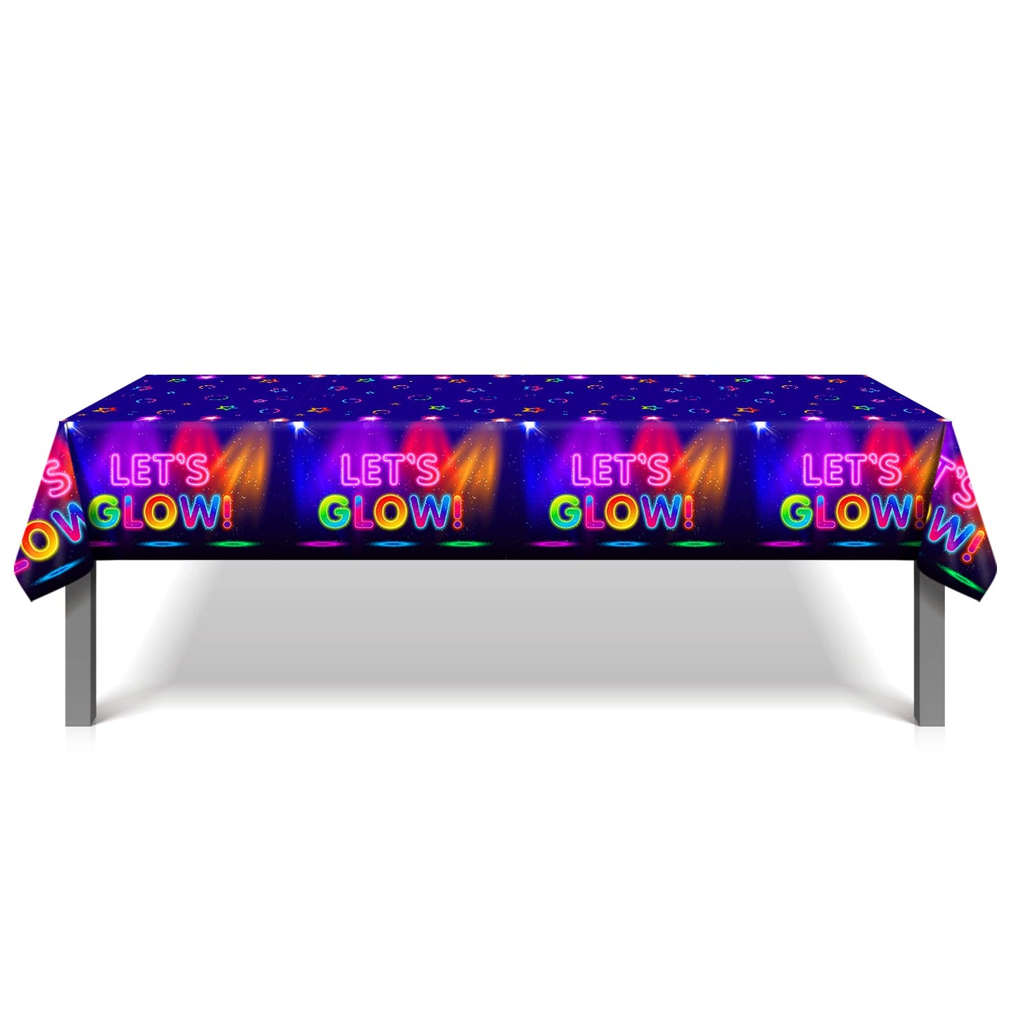 1 Pieces Glow Party Plastic Tablecloth 54 x 87 Inch Long Table Cover, Glow in The Dark Club Bar Night Wedding Baby Shower Party Holiday Dinner Picnic or Tablecloth for Kitchen Event Use