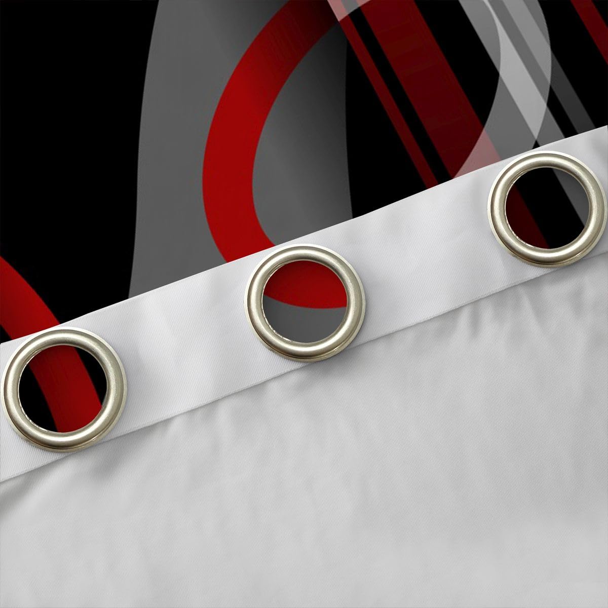 jejeloiu Darkening Dreapes Kids Geometric Strip Red Curtains for Bedroom Abstract Lines Curtains Gradient Styke Red Black White Window Treatments (2 Panels, 52 x 84 Inch) Blackout