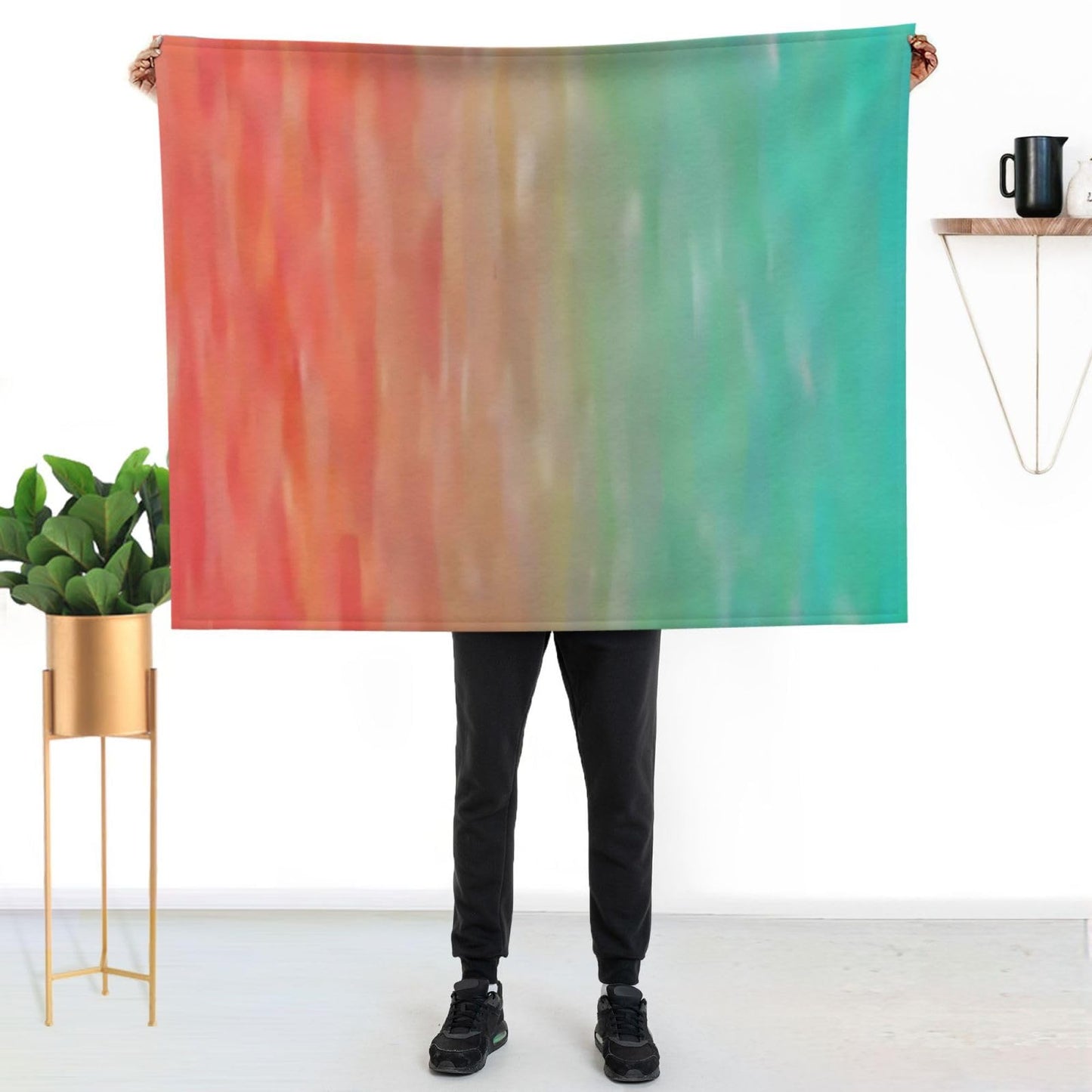 Jfniub Blue Peach Coral Turquoise Blanket Throw Bedding Room Decor Flannel Blankets for Bedroom Living Rooms Warm All Season 50"X40"