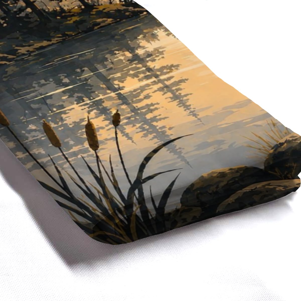 LFINKARTGOGO Cute Elephant Shower Curtain Mountain Lake with Forest and Sunset Landscape 72x72 with 12 Hooks Waterproof Washable Polyester Bath Curtain for Home Hotel Decor