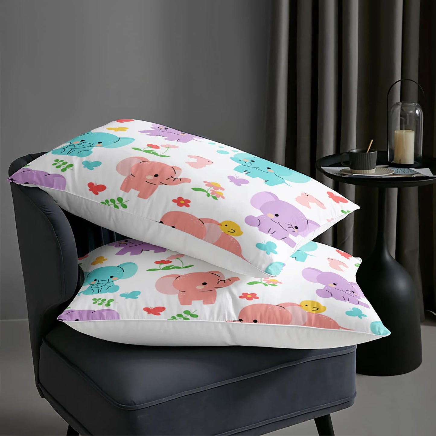 AILONEN Elephant Kawaii Bedding Set, Cute Animals Duvet Set for Girls & Boys - Twin Size, 3 Pieces (1 Comforter, 2 Pillowcases)