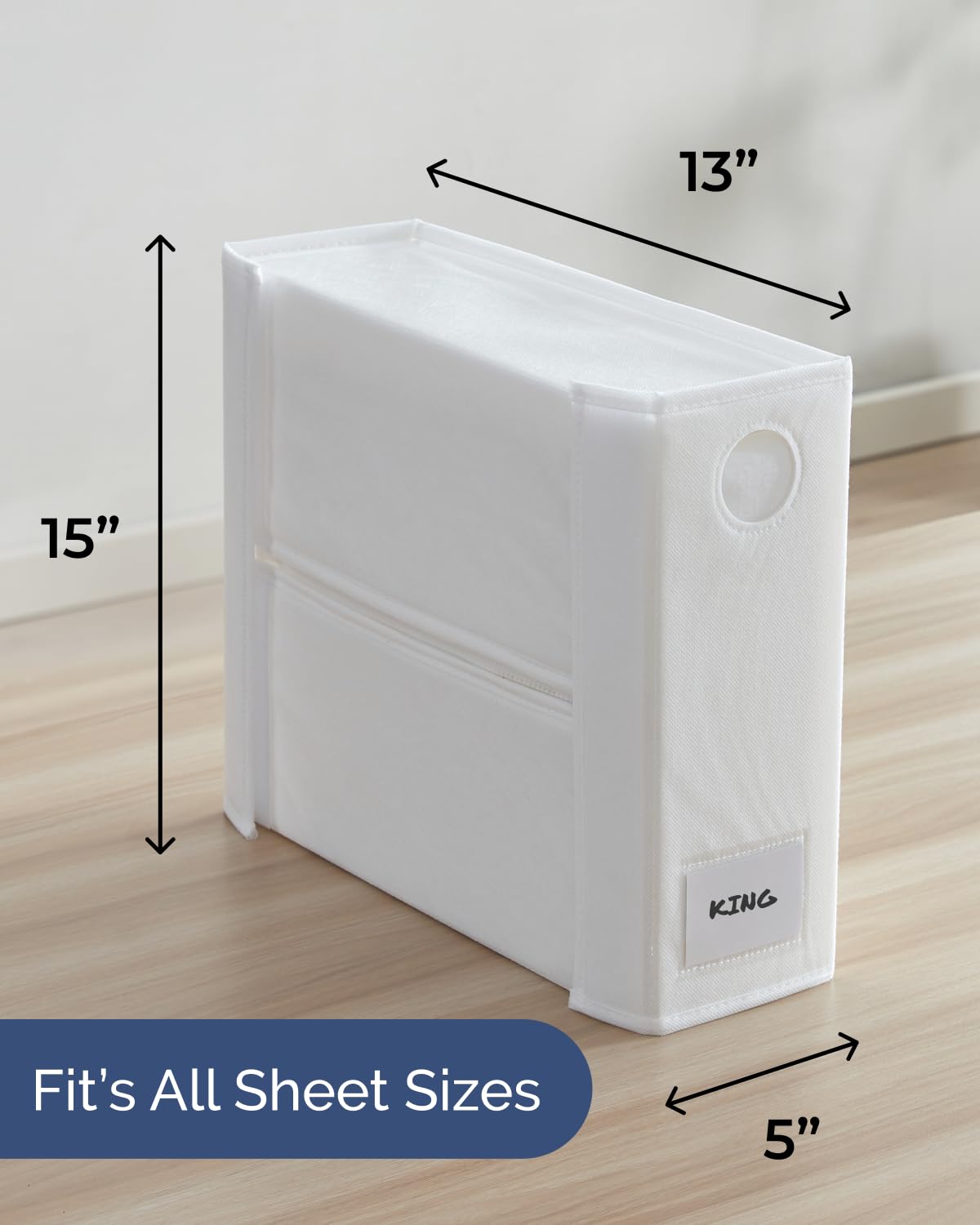 2 Pack Sheet Organizers - Foldable Storage Sheets Set Organizer for Linen Closet - King & Queen Size - Folder Keeper with Window XL - Blanket, Duvet & Pillowcases Dustproof Bedding Container - White