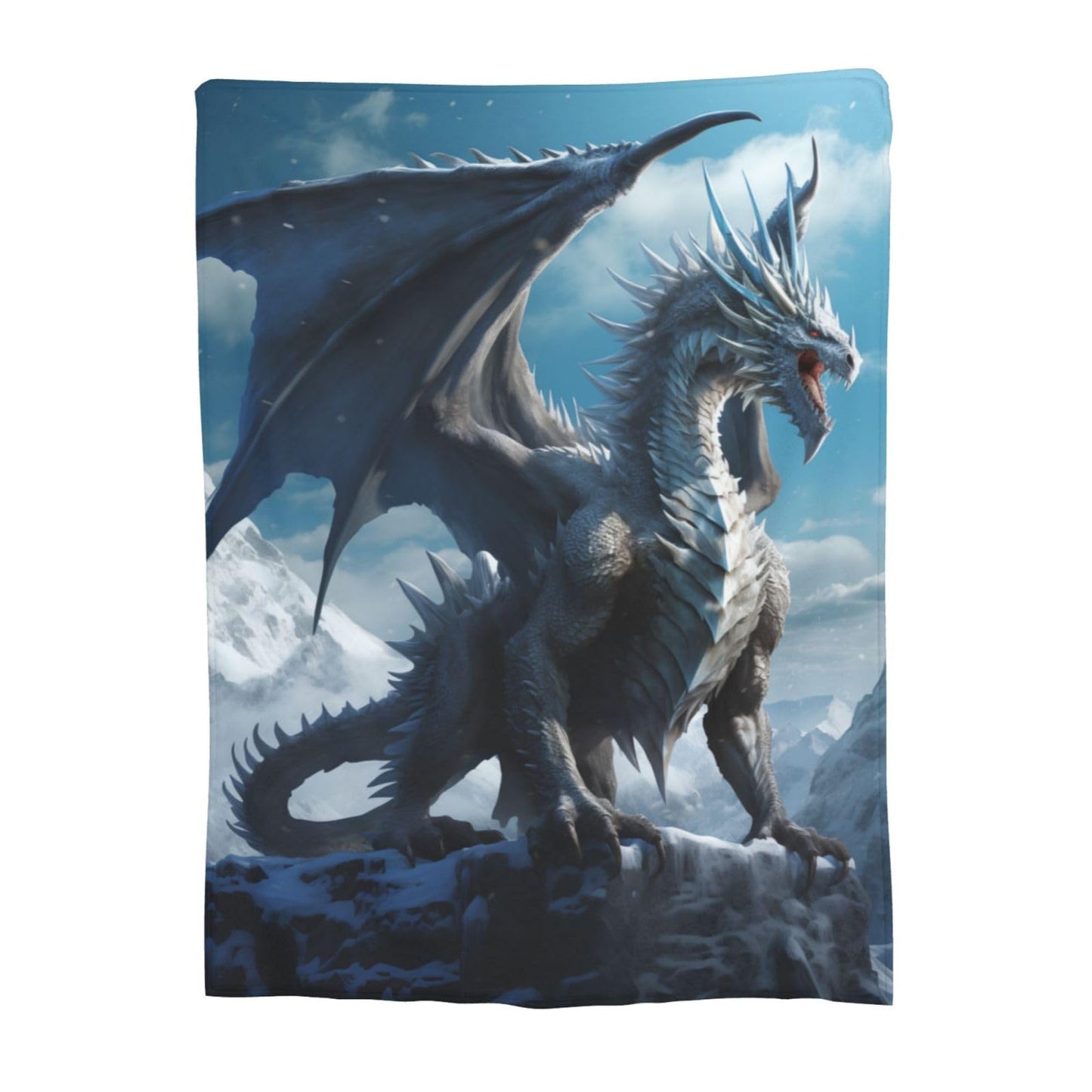 amepay Blue Ice Dragon Blanket Gifts for Adults Boys Snow Mountain Flannel Throw Blankets Soft Comfy Lightweight for Home Decor Couch Bed Sofa 60x50 Inches