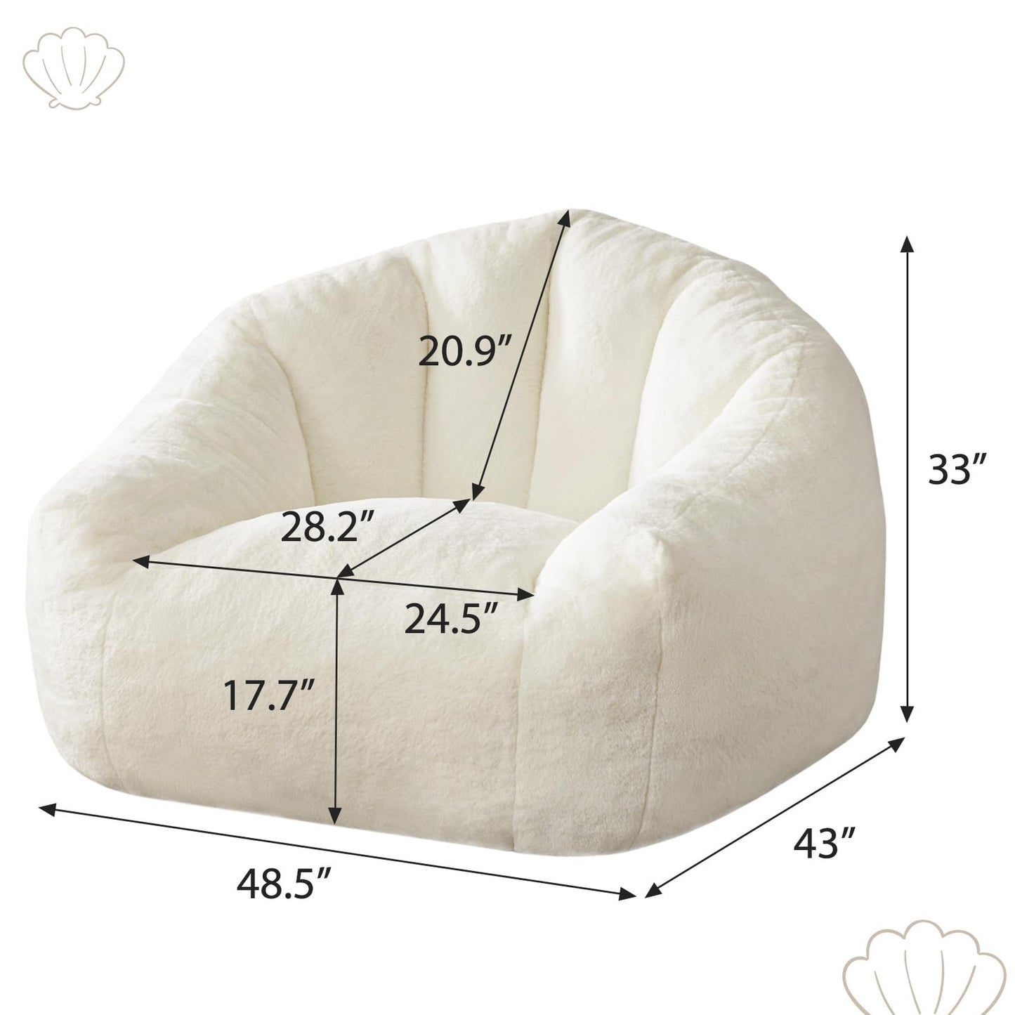 HUGHEAVEN Max Giant Bean Bag Chair, Oversized Bean Bag Sofa for Adults & Teens, Ultra-Soft Comfy Fluffy Floor Lounge Chair with Armrests, Large Bean Bag Couch for Gaming, Reading & Relaxing