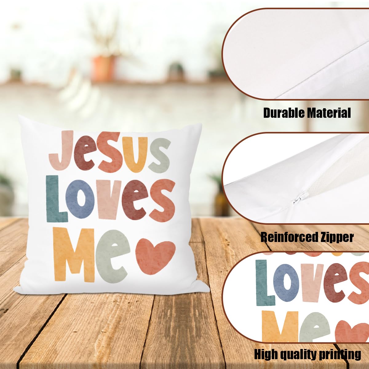2 Pcs Boho Classroom Reading CornerThrow Pillow Covers 18x18 Inch, Bible Verse Throw Pillows, Inspirational Quote Christian Decor Pillows for Calming Corner Cozy Corner Nursery, Christian Gifts