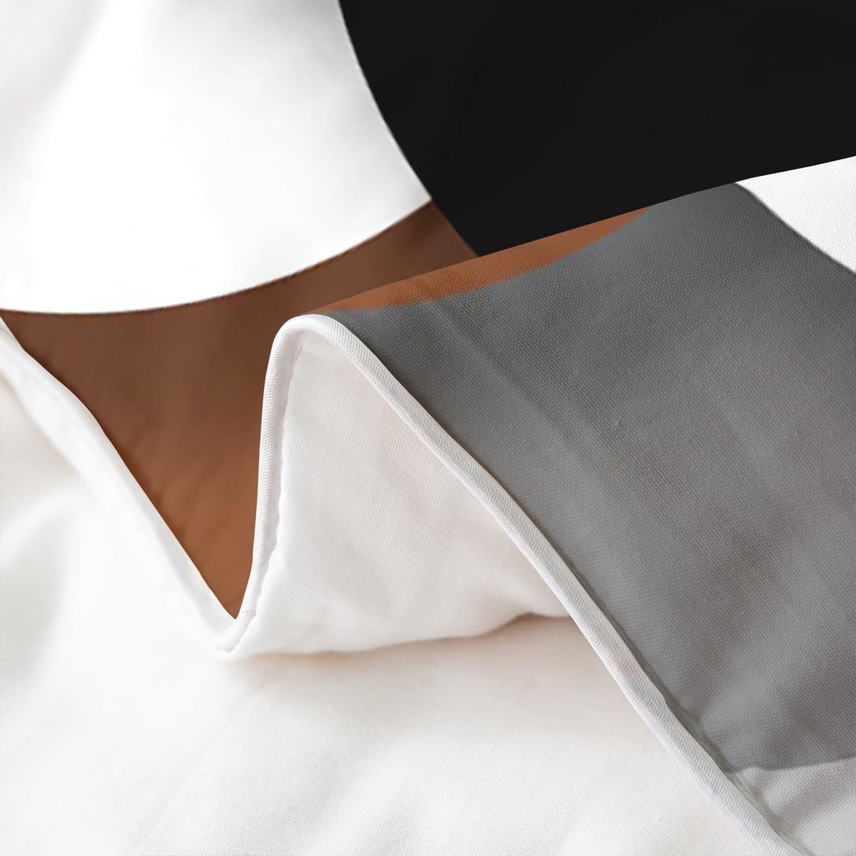 jejeloiu Brown Black White Geometric Bedding Set Queen Size Kids Abstract Art Duvet Cover 100% Cotton for Boys Girls Abstract Comforter Cover Soft（No Comforter）