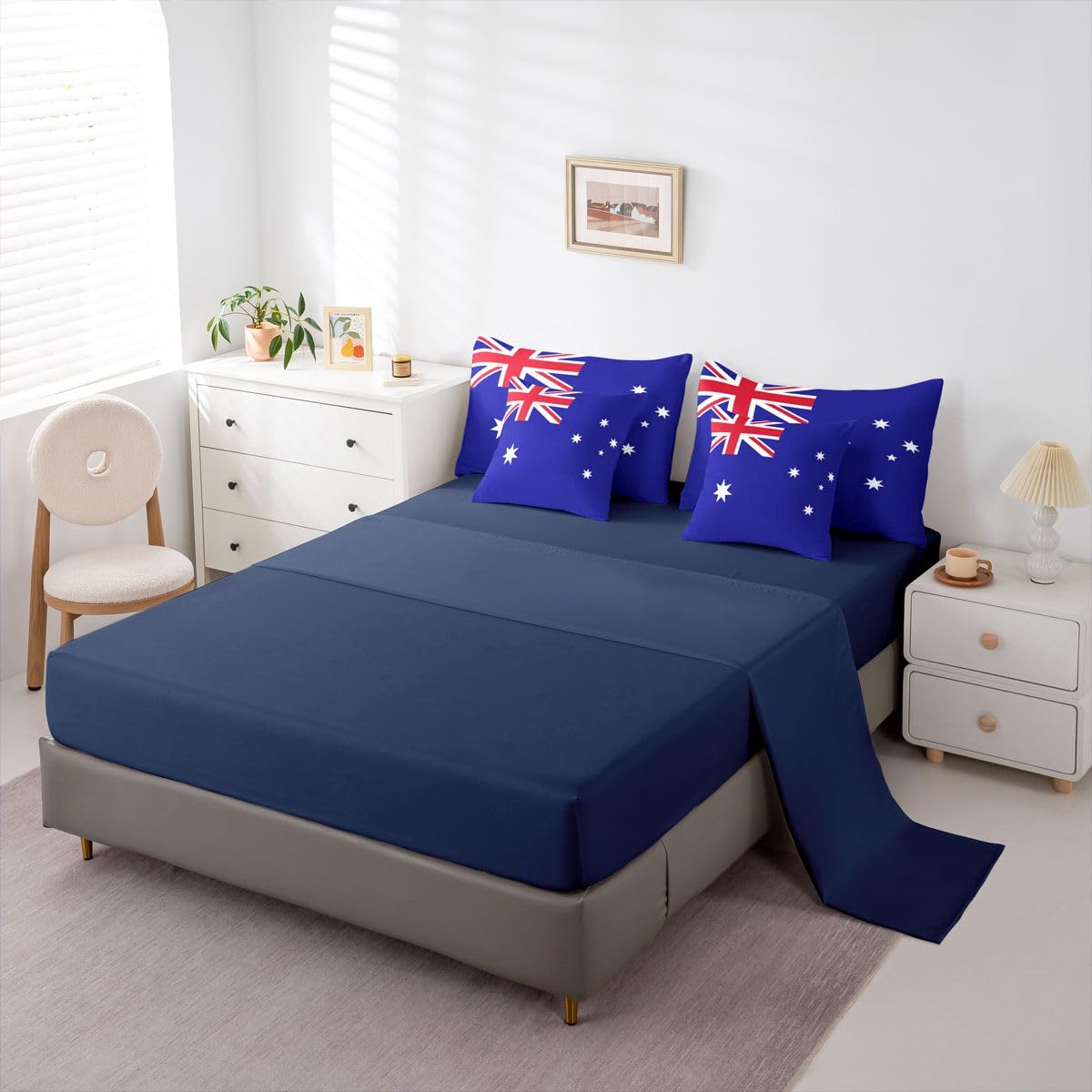 Feelyou Australia Comforter Set King SizeAustralian Flag 7 Pcs Bedding for Kids and AdultsInternational Flag Boys Girls Bed in a Bag Bed Sheet Sets with Fitted Sheet Pillowcases for Bedroom Bed Decor