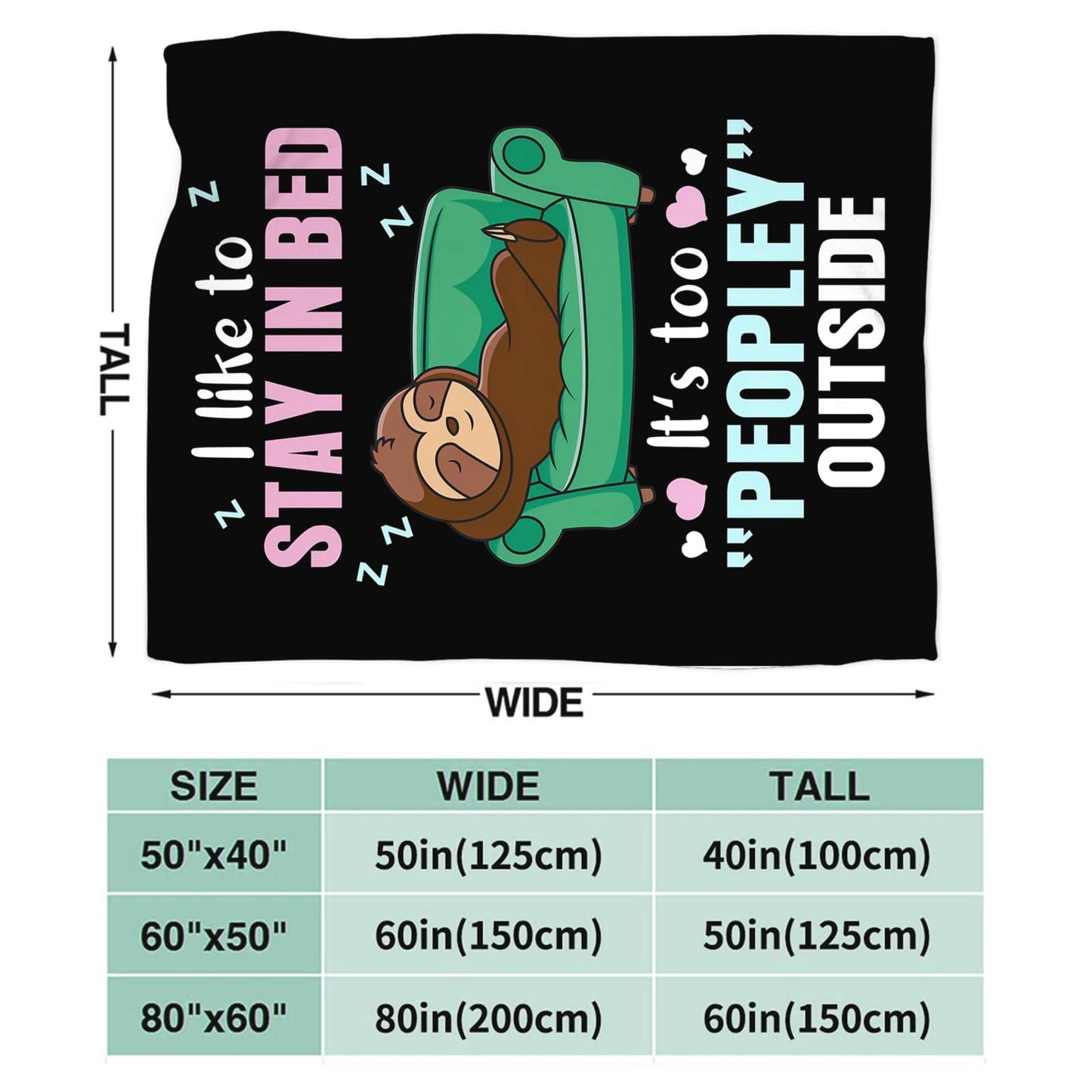 Funny Sloth Throw Blanket Sloth Gifts for Girls Boys Women Men Kids Adults Soft Flannel Fleece Blanket for Couch Sofa Bed Home Decor 40"x50"