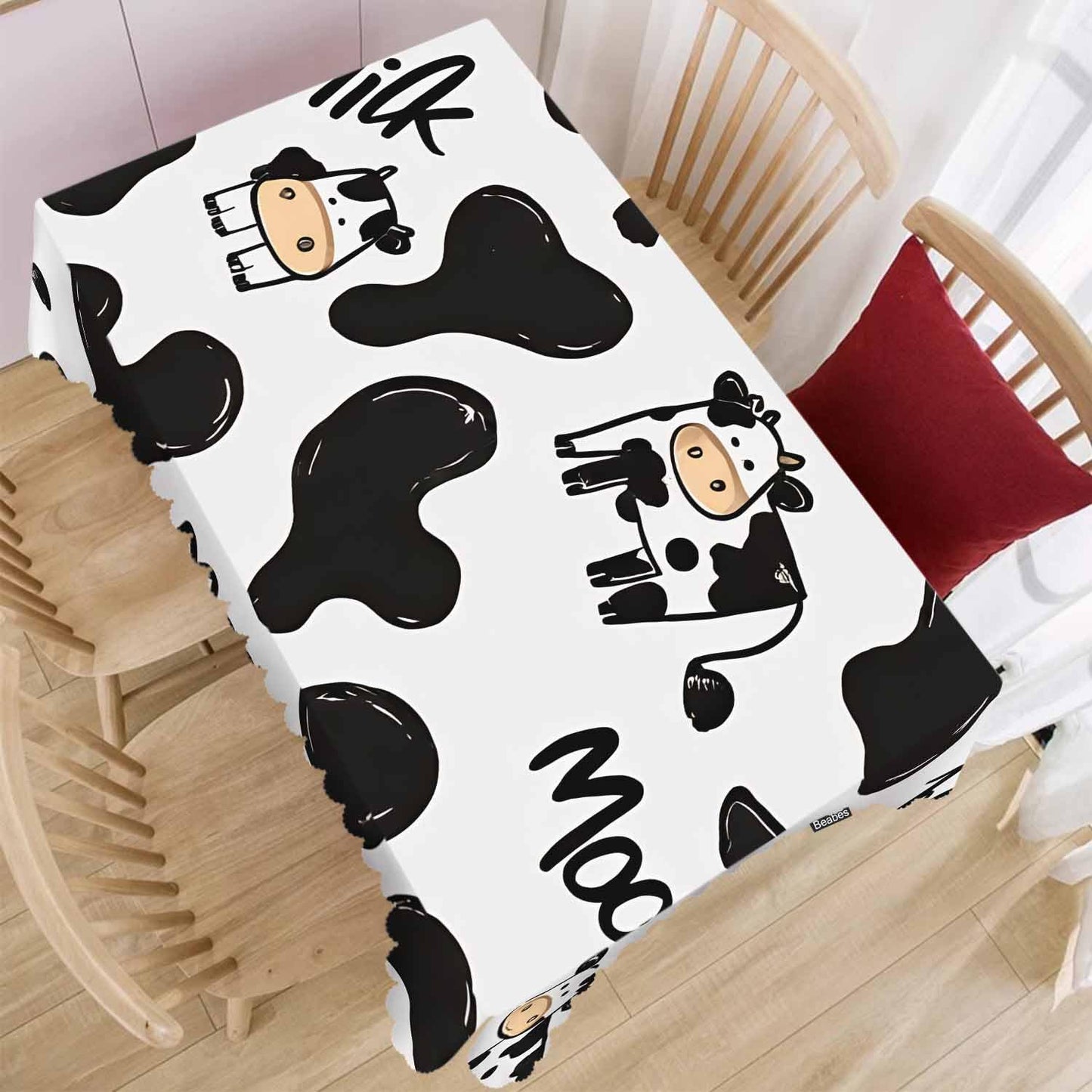 Beabes Cow Cute Table Covers Farm Milk Cattle Heavy Weight Tablecloth Cow Print Picnic Table Cloth for Kitchen Dinning Tabletop Outdoor BBQ Buffet Rectangle 52x70 Inch