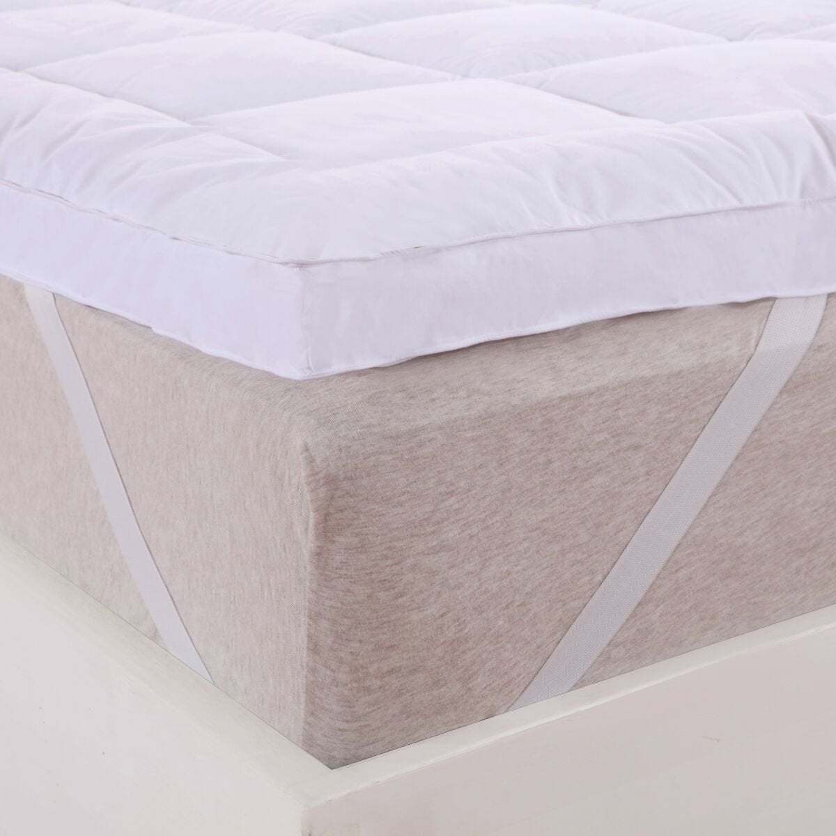 Abripedic Plush Cotton Mattress Topper, King, 2 Inches Hypoallergenic Overfilled Down Alternative Anchor Bands Mattress Topper