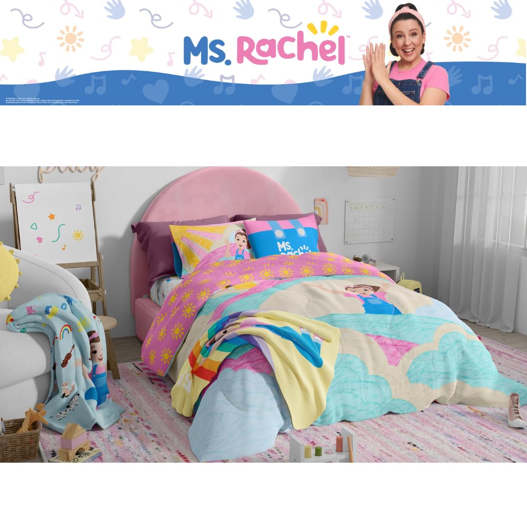 Ms. Rachel Educational Adventures Kids Bedding Super Soft Microfiber Comforter and Sheet Set, 4 Piece Twin Size, (Officially Licensed Product) by Franco