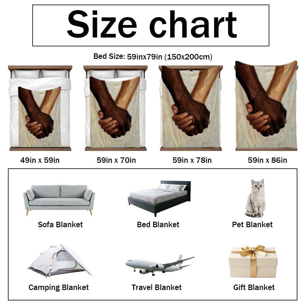 HUNXIAOJ African American Throw Blanket Black Love Decor African American Gifts for Girls Black Couple Bedding Warm Soft Flannel for Sofa Couch (49in x 59in)