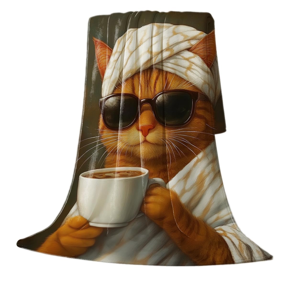 HUNXIAOJ Cat Blanket Throw Flannel Soft Cozy Cute Cat Decor Pet Blanket for Couch Bed Sofa Gift for Women Girls Kids 49"x59"