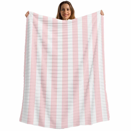 Pink Striped Throw Blanket, Farmhouse Vertical Stripes Fluffy Soft Blankets for Couch Bed Travel, Simple Plush Microfiber Striped Flannel Modern Blankets, Lightweight Sofa Blankets 30"x40"