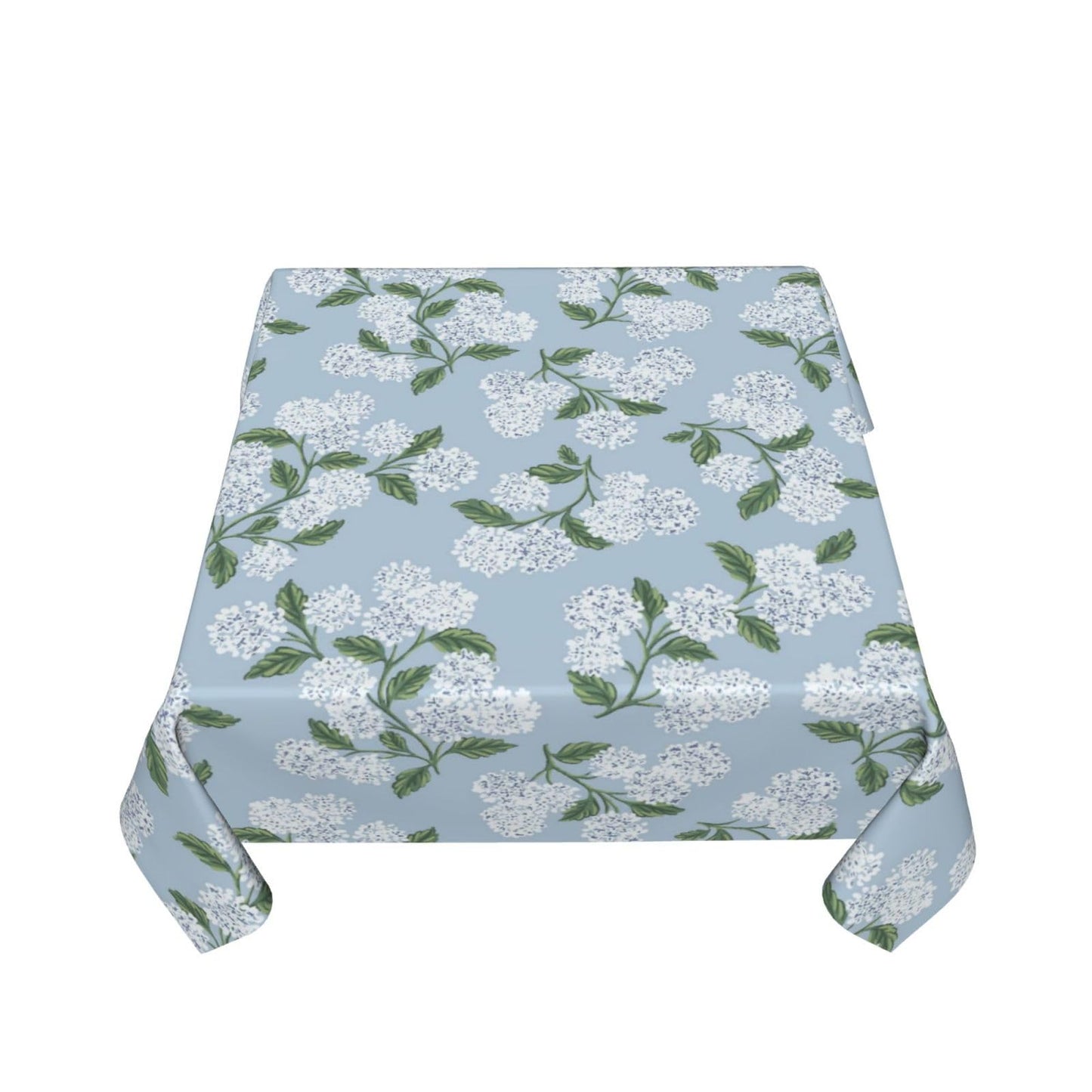 Light Blue Floral Square Tablecloth 54x54 Inch Blue Green Hydrangea Flower Table Cloth Spring Summer Holiday Table Covers Polyester Indoor Outdoor Farmhouse Tablecloths for Kitchen Dining Party