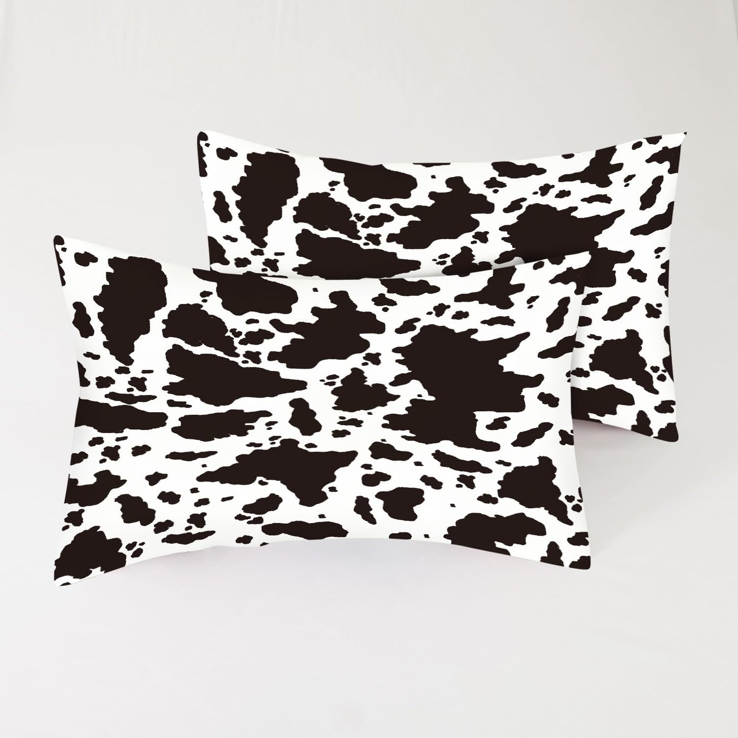 VTKON Cow Print Fitted Sheet Set Farmhouse Bed Set Twin for Boys and Grils, Cottage Milk Sheets Set with Deep Pocket, Cute Cow Bed Set with 1 Flat Sheet, 1 Fitted Sheet and 1 Pillowcase