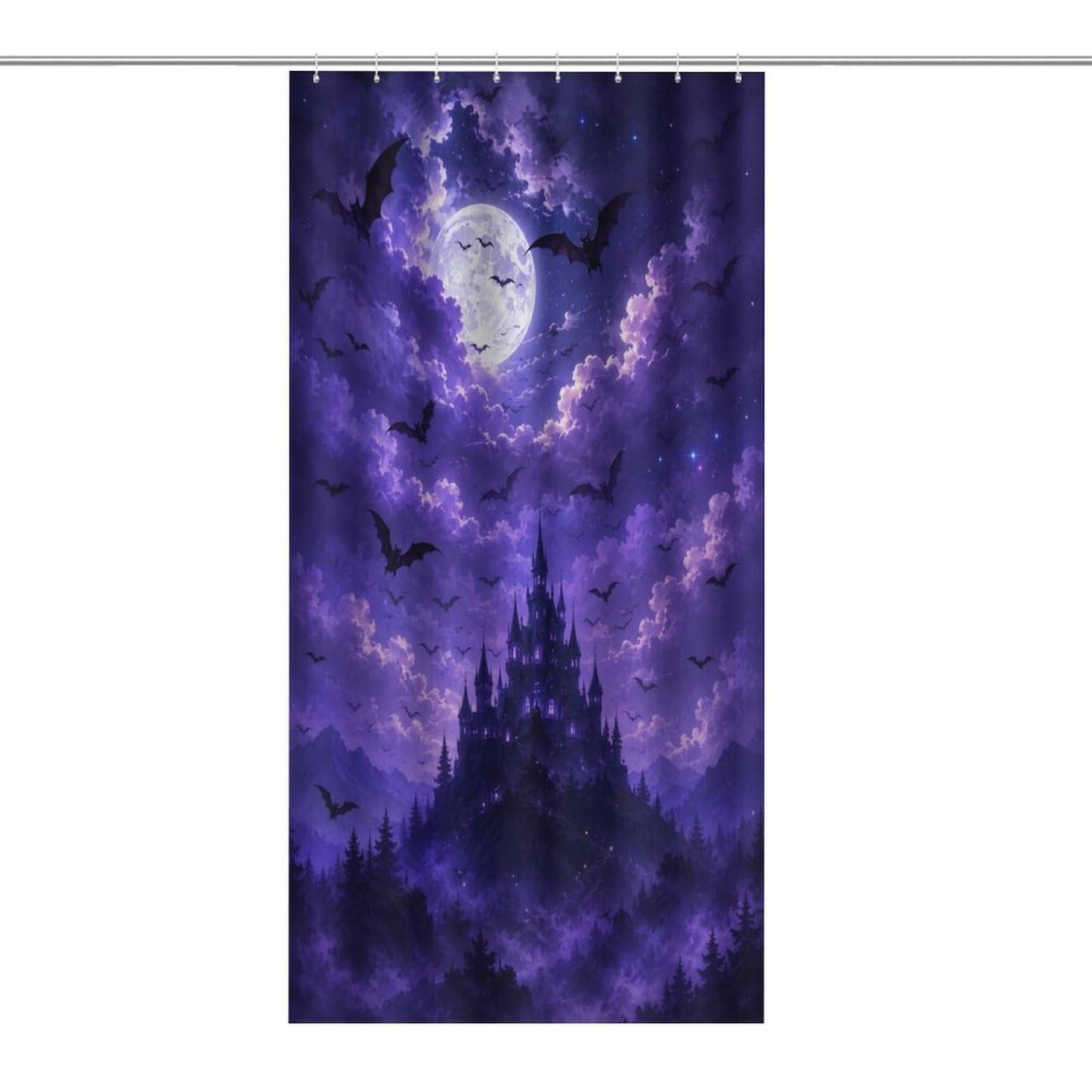 bladesgsd Moonlit Night Mystical Gothic Shower Curtain with 12 Hooks 36x72Inch, Polyester Bathroom Curtain, Privacy Shower Curtain for Bathtub, Shower Stall, Apartment, Guest Bathroom