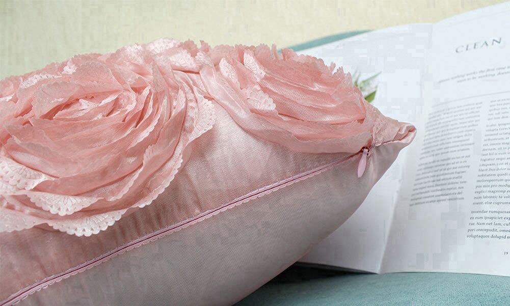 SeptCity Decorative Throw Pillow Covers for Couch Cushion Case, Romantic Love Satin Rose Wedding Party Home Decor,16 x 16 Inches Home Gift (Set of 2)- #Pink