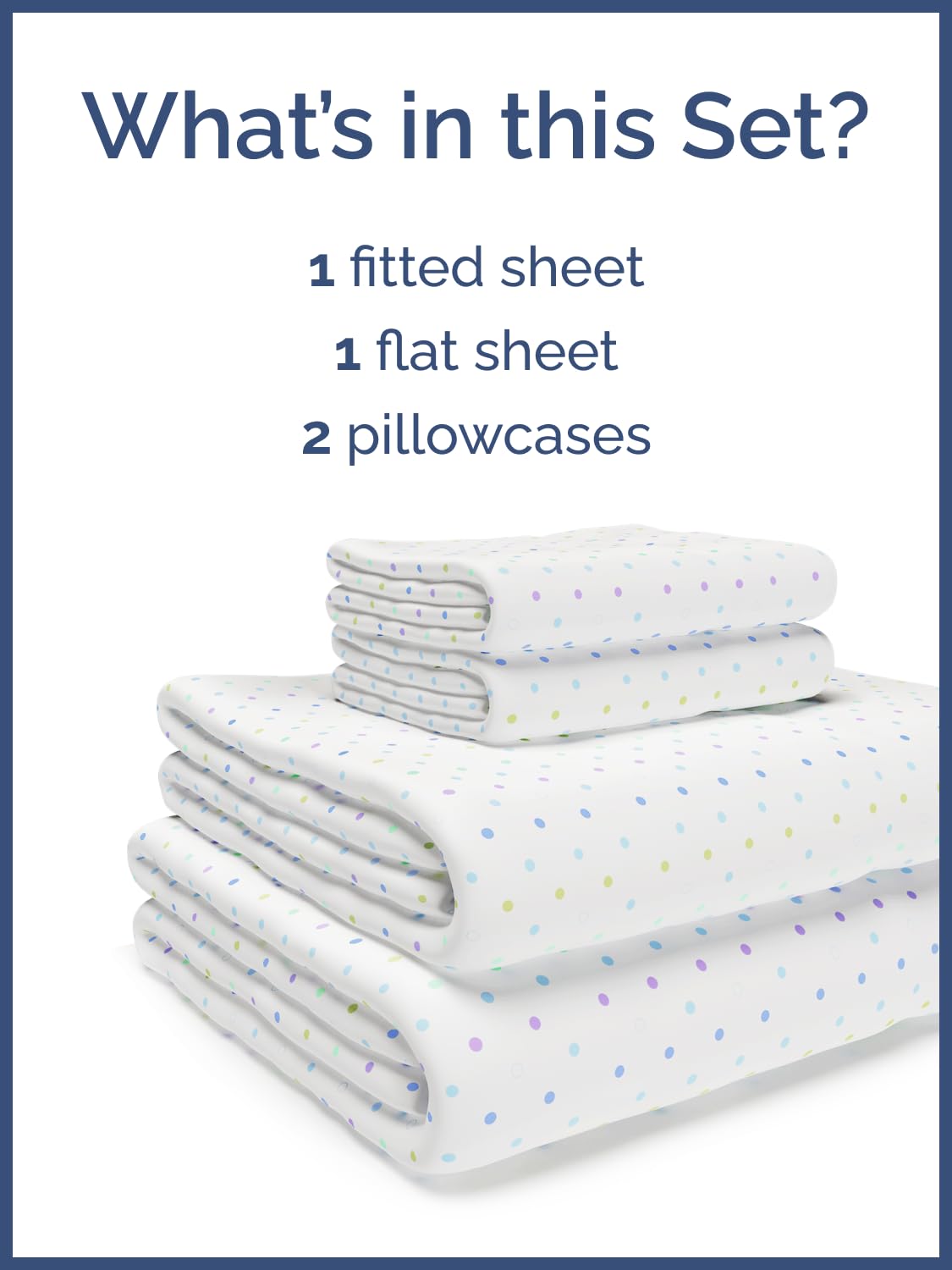 Kids Full Size Bed Sheet Set - 4 Piece Kids Loft Bed Sheets - Polka Dots Themed Bedding - Soft, Cute and Cozy - Breathable and Machine Washable - Multicolor Bed Set for Boys, Girls, Teens & Toddlers