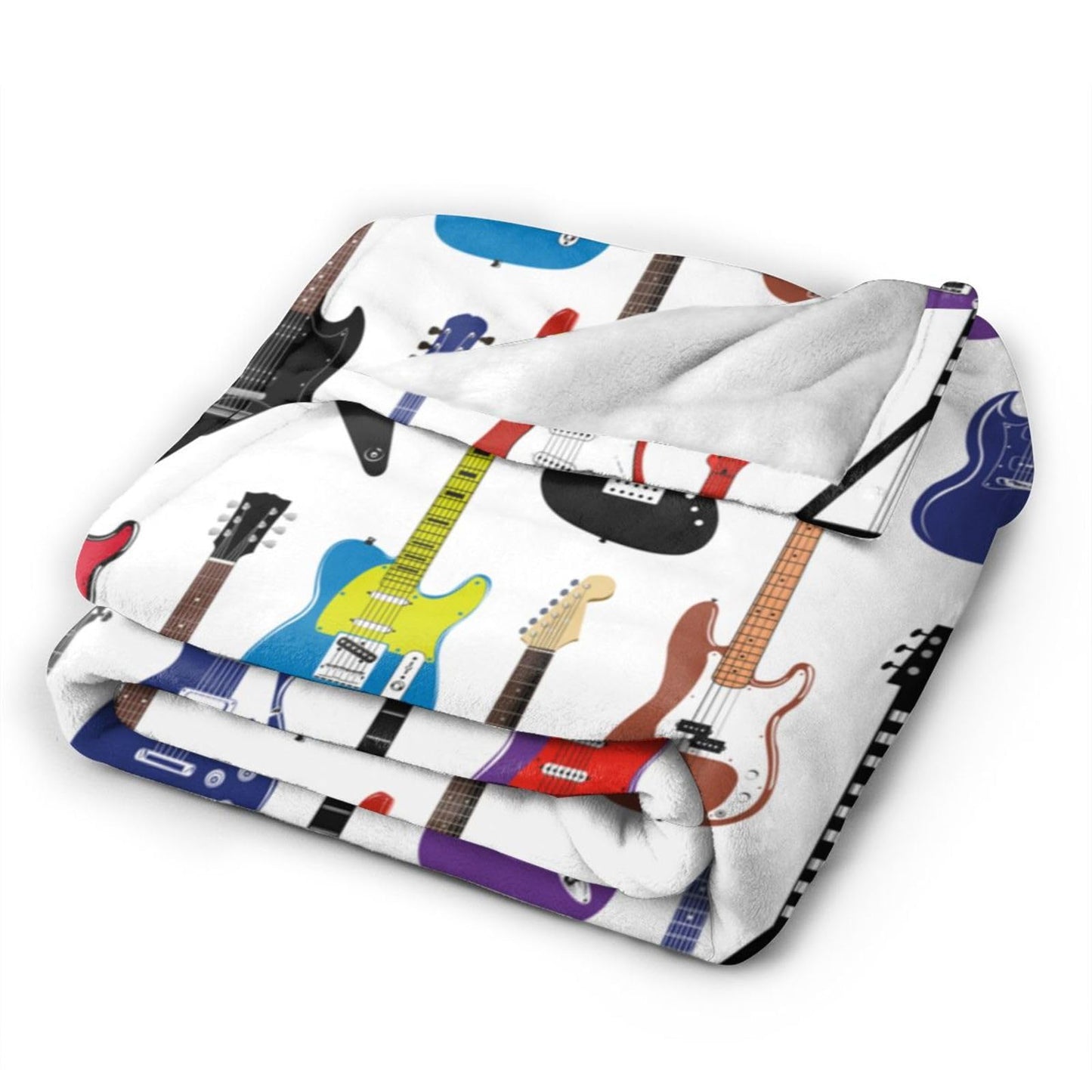 Electric Guitars Pattern Throw Blanket Music Soft Fleece Blanket Men Women Gift for Kids Boys Girls for Party Couch Sofa Bed Deco Blankets 60x50 Inch