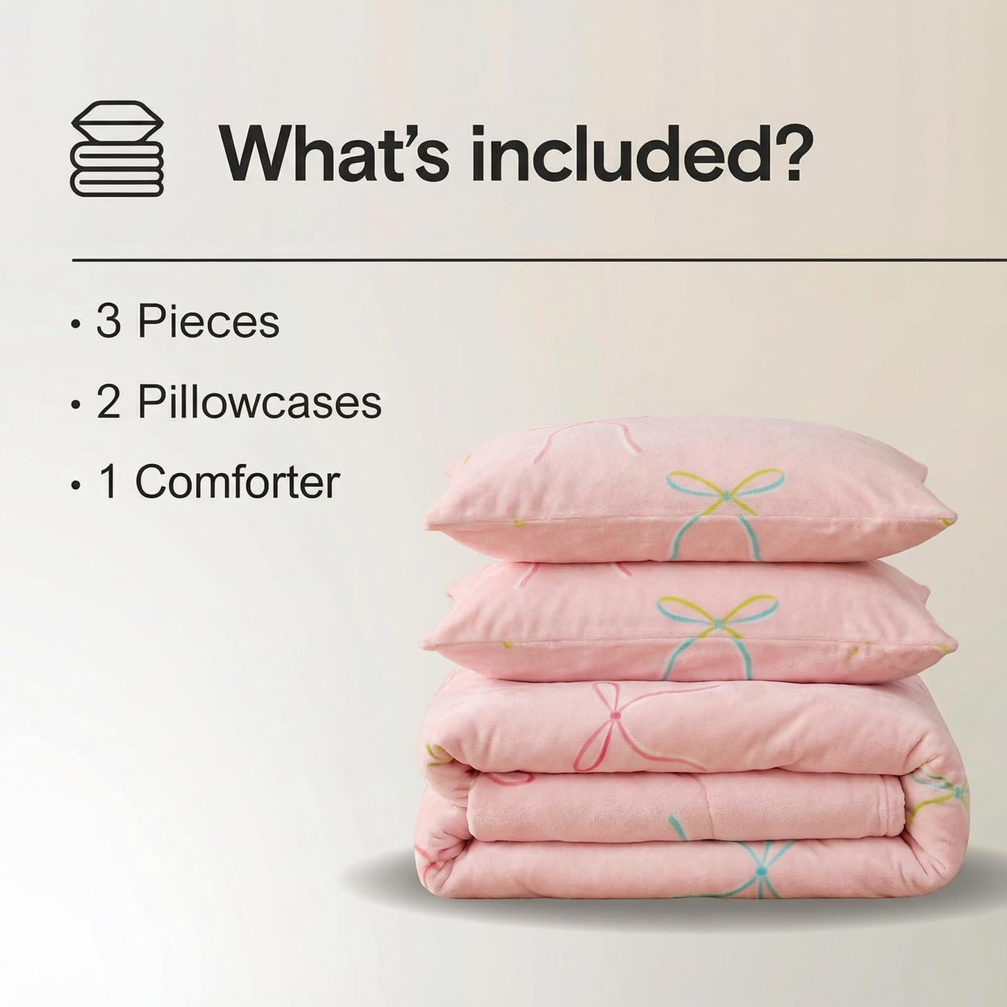 Bedbay Pink Bow Comforter Set King Size Warm Fluffy Fleece Bedding Set Cute Bowknot Teen Girls Ultra Soft Plush Velvet Comforter King Bed Set Sweet Bow Tie Dreamy Princess Style Bedding 3 Pcs