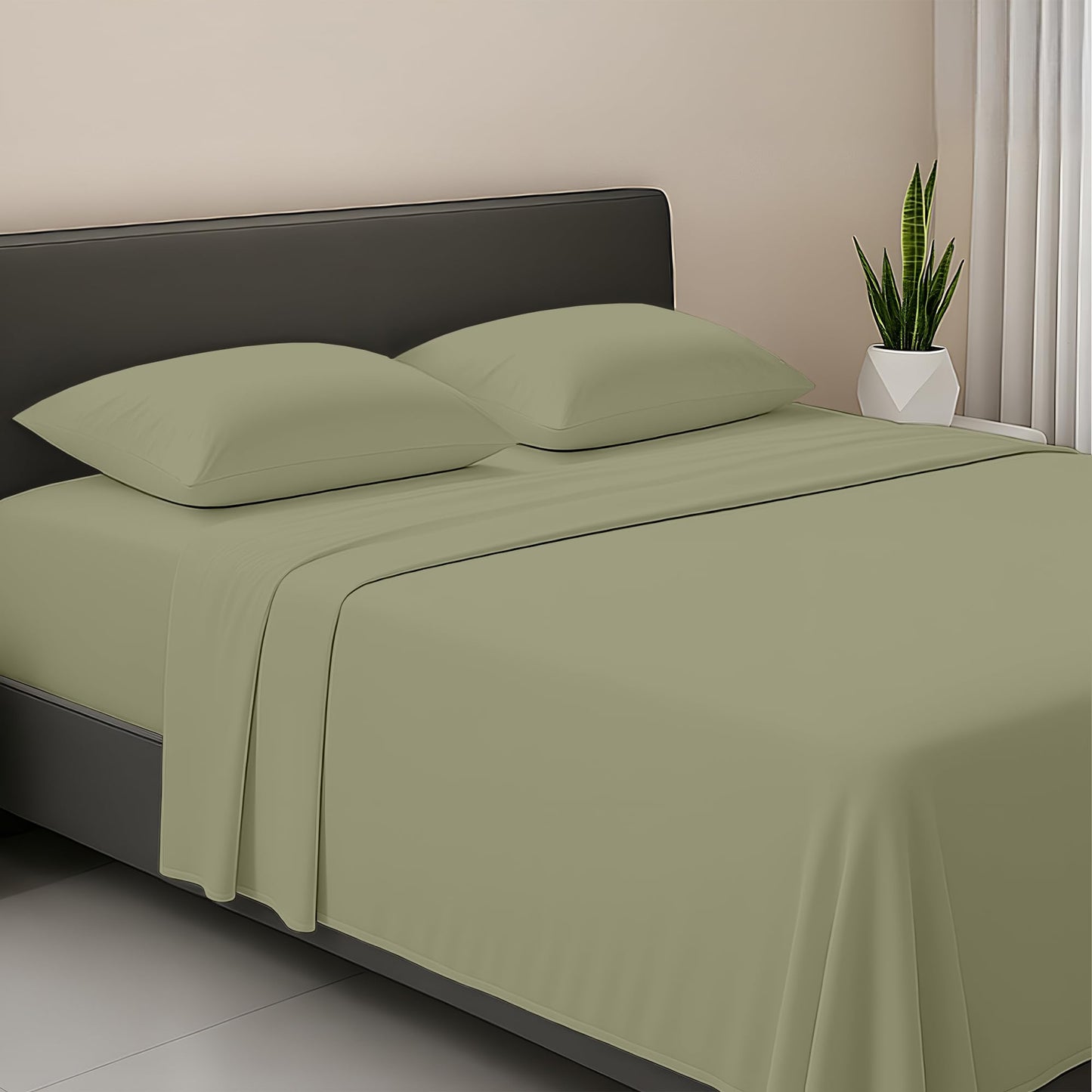 SGI bedding Full Size Moss Soft Brushed Luxury Microfiber 4 Piece Sheet Set- Easy Care, Super Soft & Breathable Cool 15" Deep Pocket Fade Wrinkle Stain Resistant