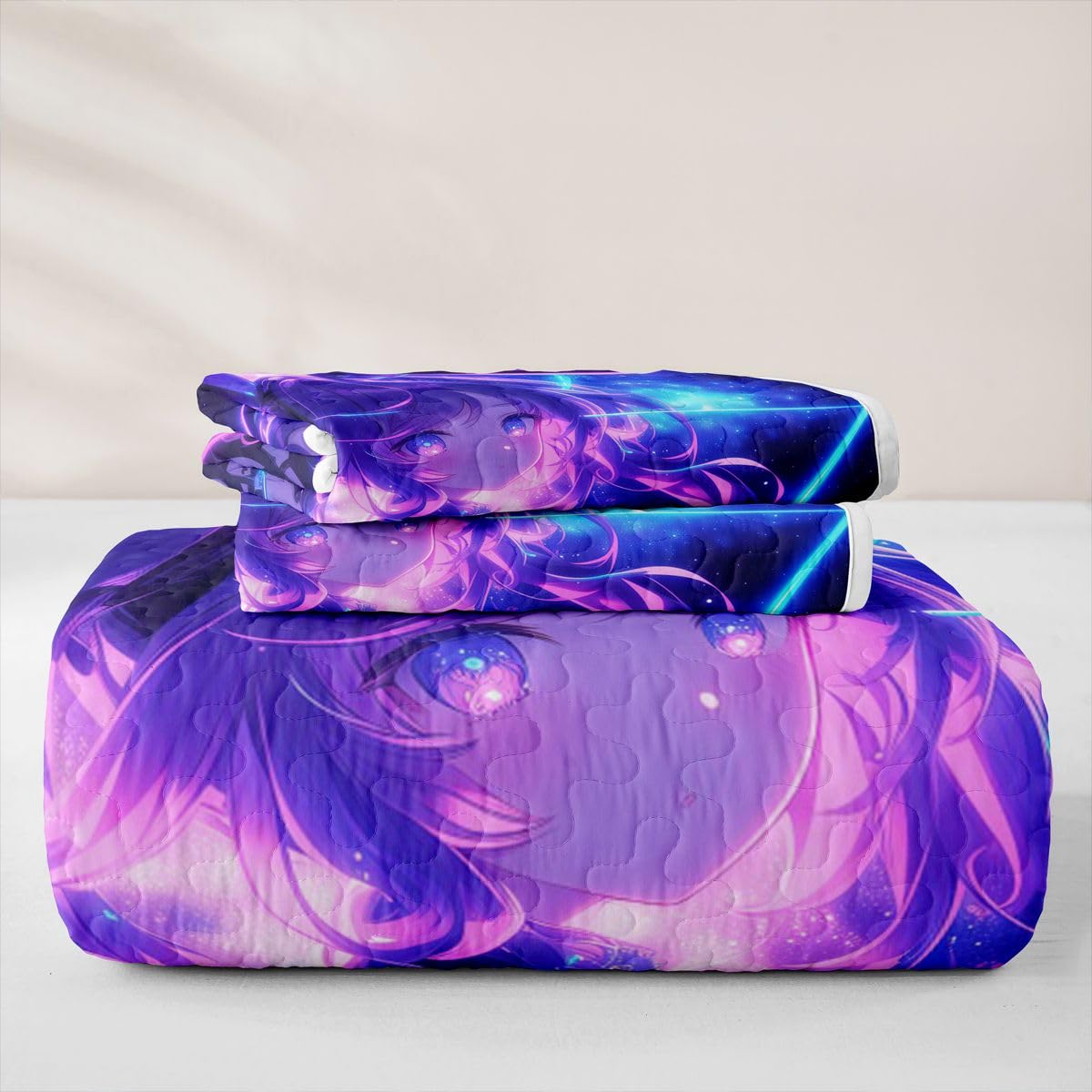 Erosebridal Anime Girl Quilts Twin Size - Rabbit Girly Bedspread Coverlet Set, 3D Fashion Cool Girl Quilt Coverlets 2Pcs (Only 1 Pillowcase)