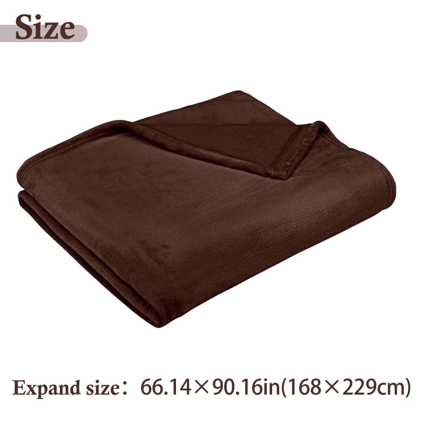 Primero Basics Plush Velvet Throw Blanket 66" x 90", Large Soft Warm Microplush Blanket for Couch & Bed, Cozy Fuzzy Winter Throw – Chocolate Brown
