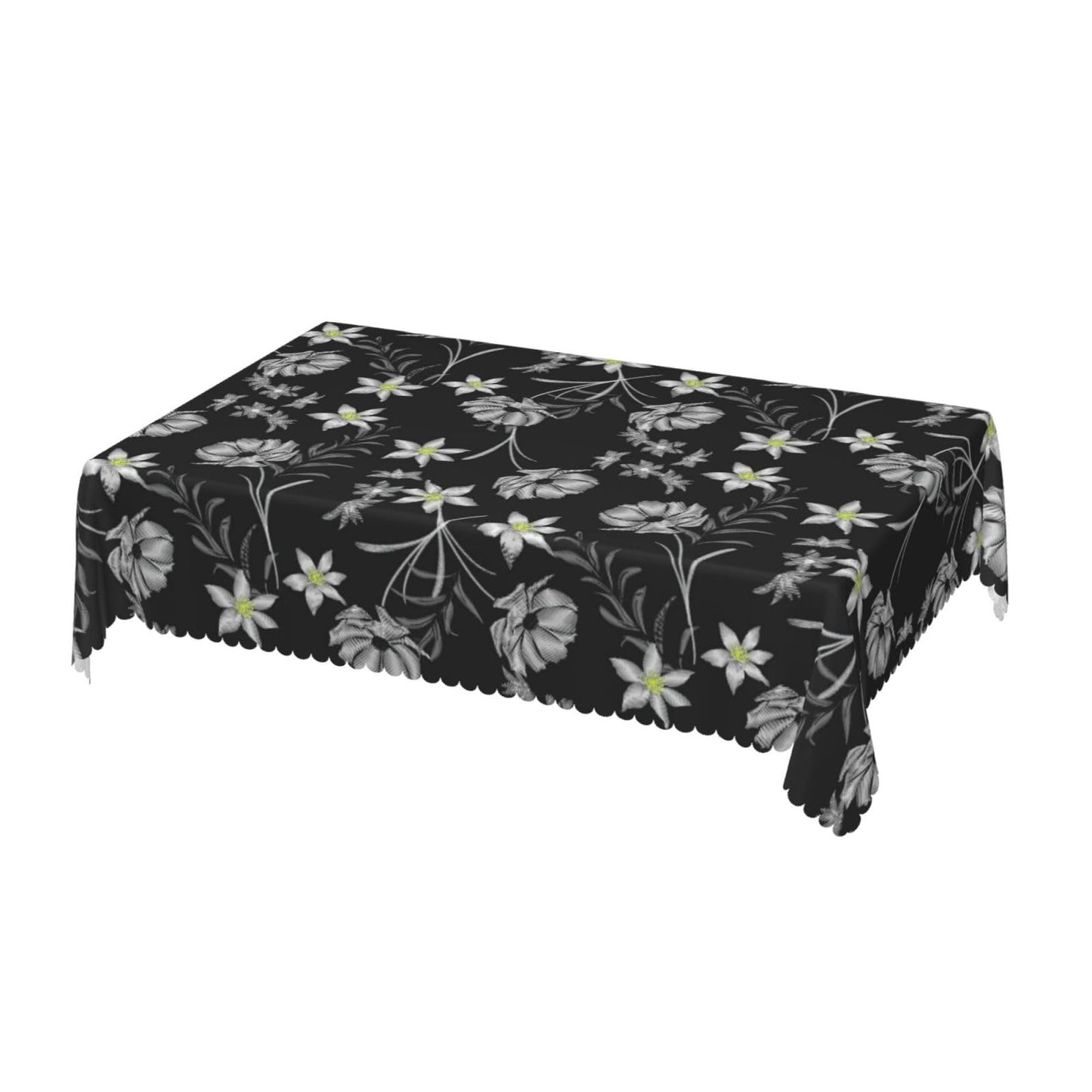 BHYGHJII Rectangular Table Cover Embroidered Floral Print Elegant Fitted Tablecloth for Farmhouse 54x72in