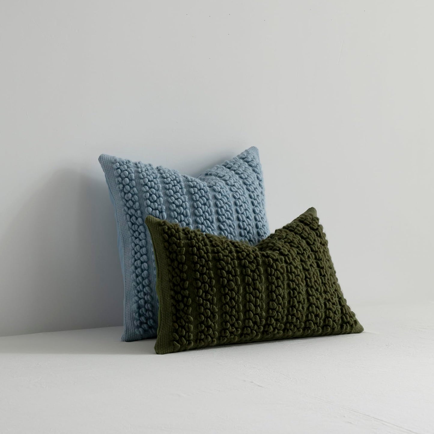 DEZENE Wool Boucle Throw Pillow Cover Premium Chic Accents Square Textured Decorative Pillow Case for Living Room Couch Sofa Home Decor 18"x18" Blue