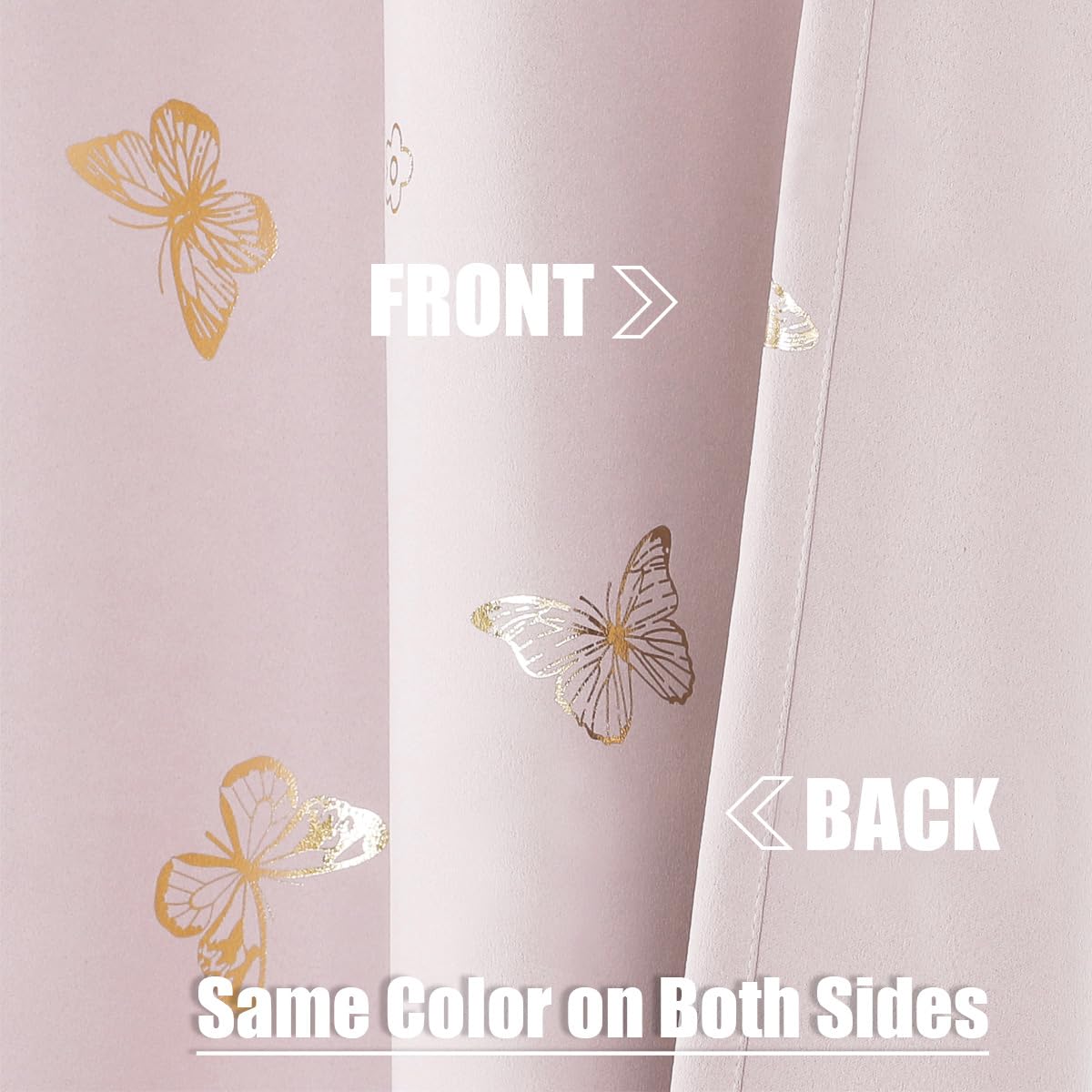 Jubilantex Pink and Gold Butterfly Blackout Curtains 84" Length for Baby Girls Nursery Bedroom and Living Room,80% Blackout Window Treatment,Grommet Top,2 Panels,Lavender Pink