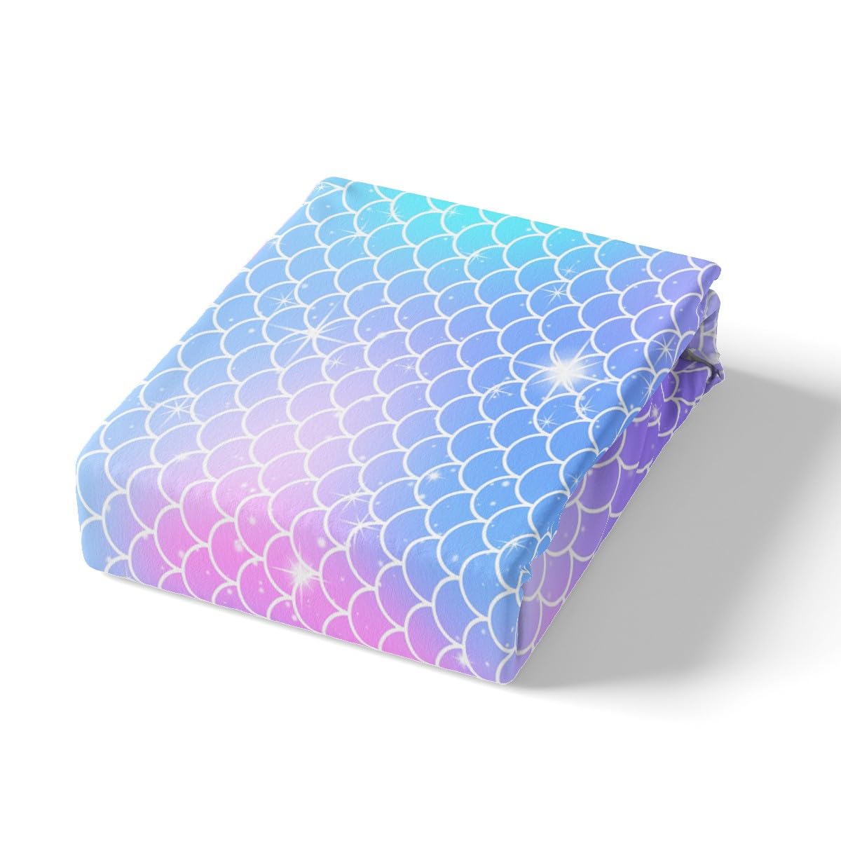 Feelyou Mermaid Scale Fitted Sheet Fish Scales Bedding Set Sea Underwater World Bed Sheet Set for Boys Girls Children Teens Ocean Marine Theme Bed Cover Fanstry Bedroom Decor Dreamy Twin Size