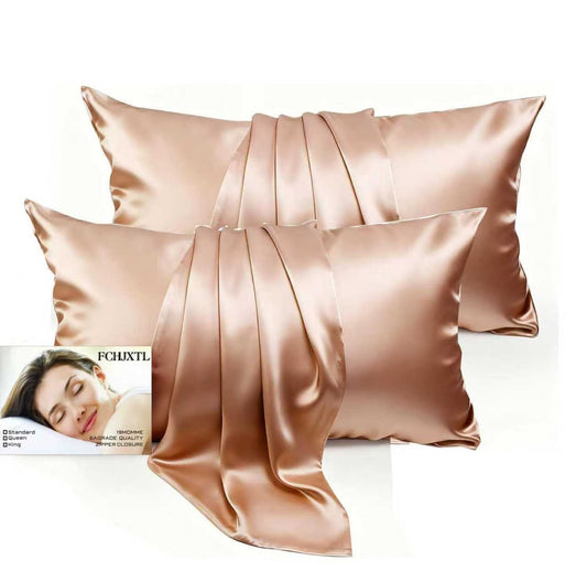 100% Mulberry Silk Pillow Cases 2 Pack for Hair & Skin, 6A Grade Hypoallergenic Pillowcases with Hidden Zipper, Anti-Aging Anti-Frizz, Machine Washable, Queen Sizes, Luxury Gift(Beige,Queen)