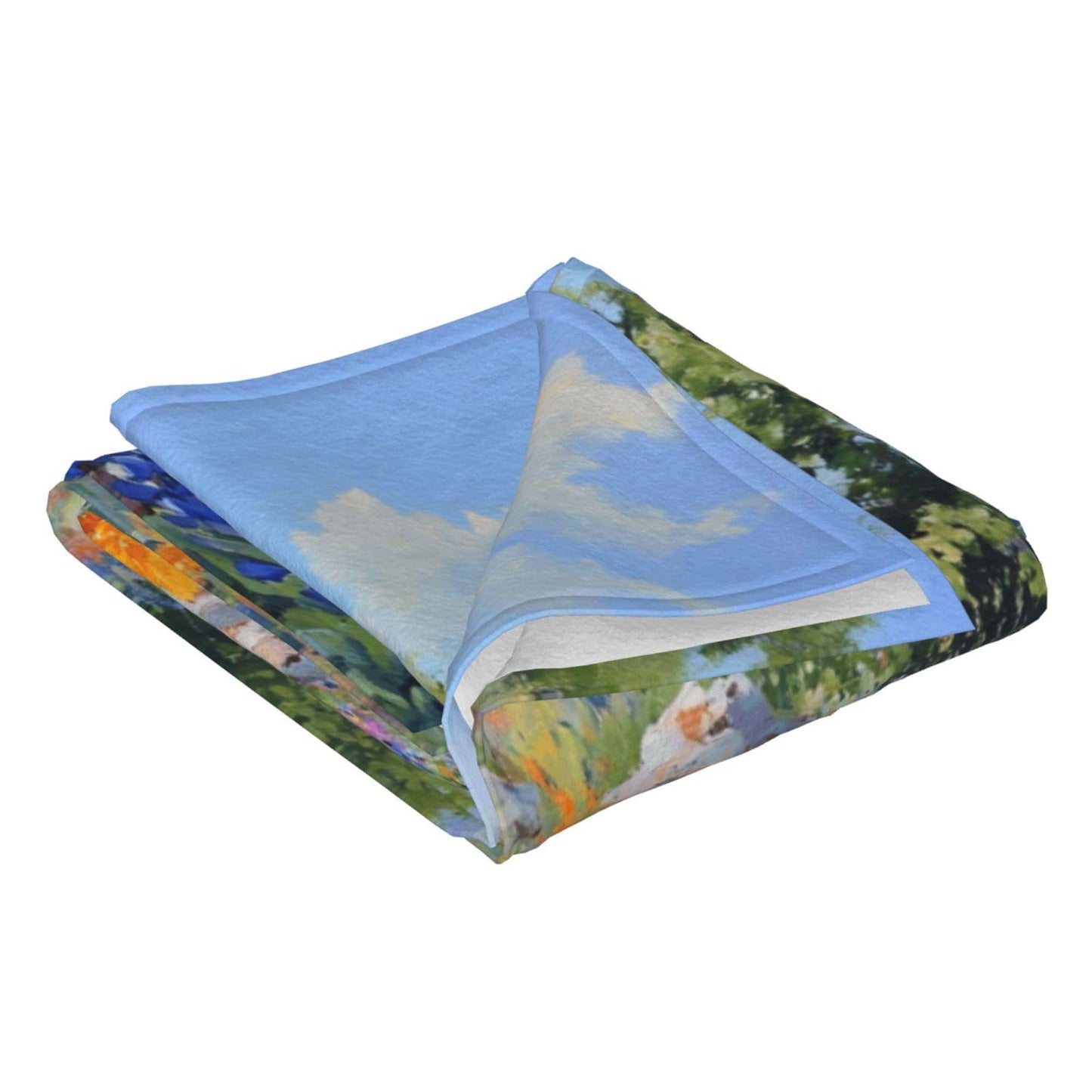 Jfniub Blue Flowers Texas Bluebonnet Blanket Throw Bedding Room Decor Flannel Blankets for Bedroom Living Rooms Warm All Season 50"X40"