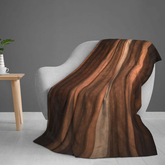 Azppsad Orange Copper Flannel Throw Blanket, Abstract Vintage Stripe Soft Warm Lightweight Blankets for Chair Sofa Couch Bed Gift Decor, 60 x 80 Inch