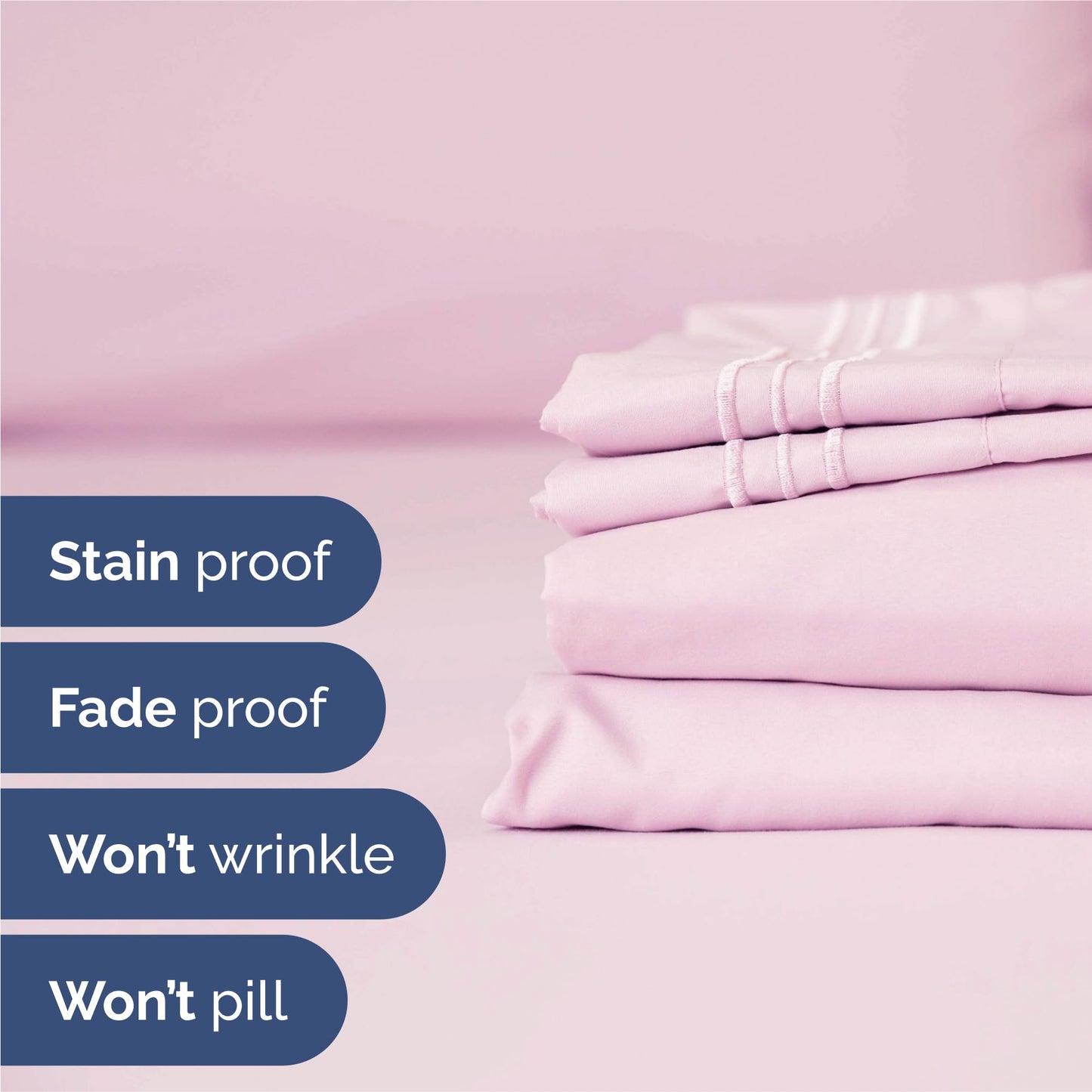 Split King Size 5 Piece Sheet Set - Comfy Breathable & Cooling Sheets - Hotel Luxury Bed Sheets for Women & Men - Deep Pockets, Easy-Fit, Soft & Wrinkle Free Sheets - Light Pink Oeko-Tex Bed Sheet Set