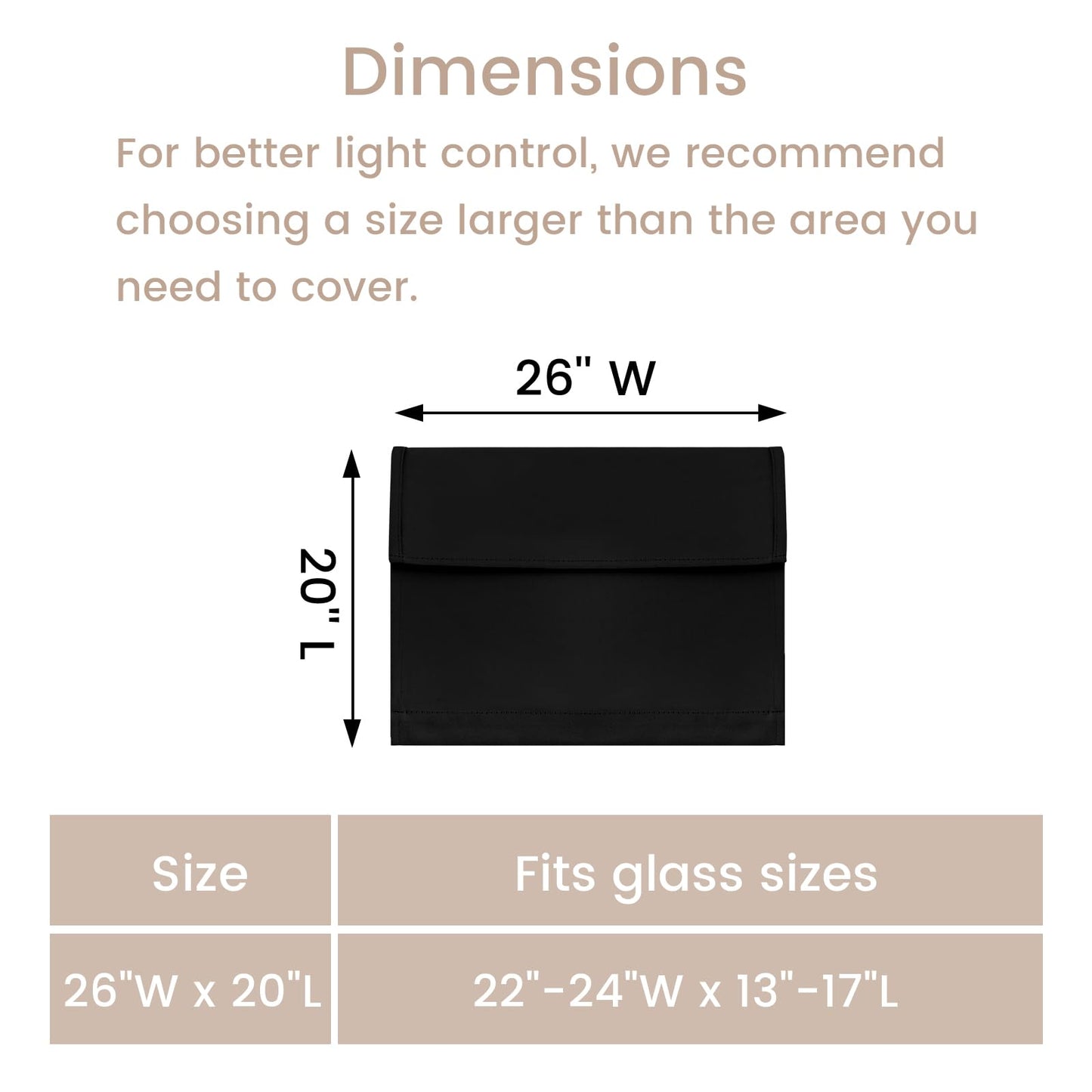 Vatge Small Door Window Curtains Privacy Thermal Insulated Blackout Window Coverings for Front Glass Door Tie Up Shade for Home Office, 1 Panel, W26 x L20, Black